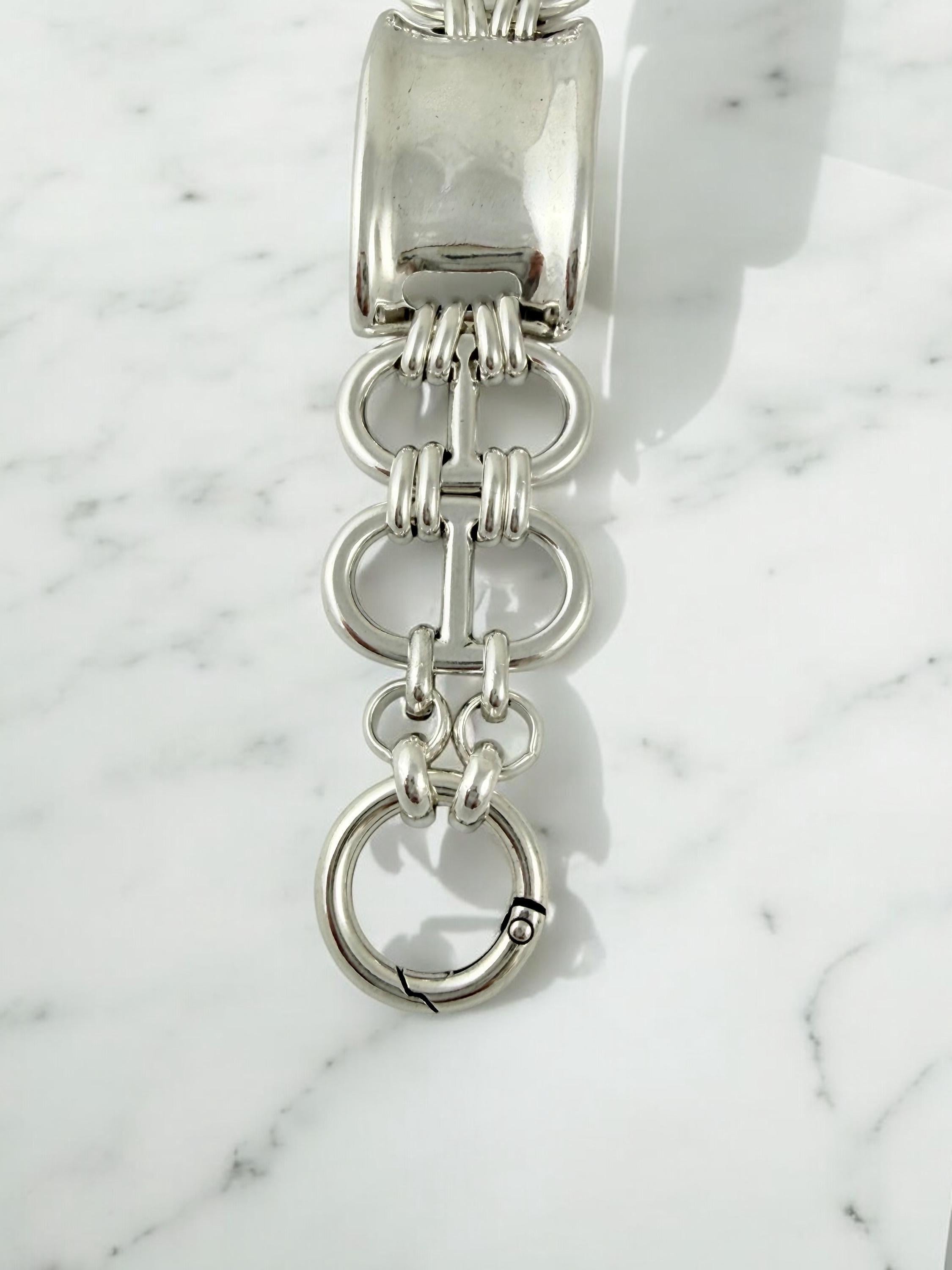 Brazalete de plata macizo – cadena industrial llamativa – joyería llamativa y de gran peso – joyería kukuri