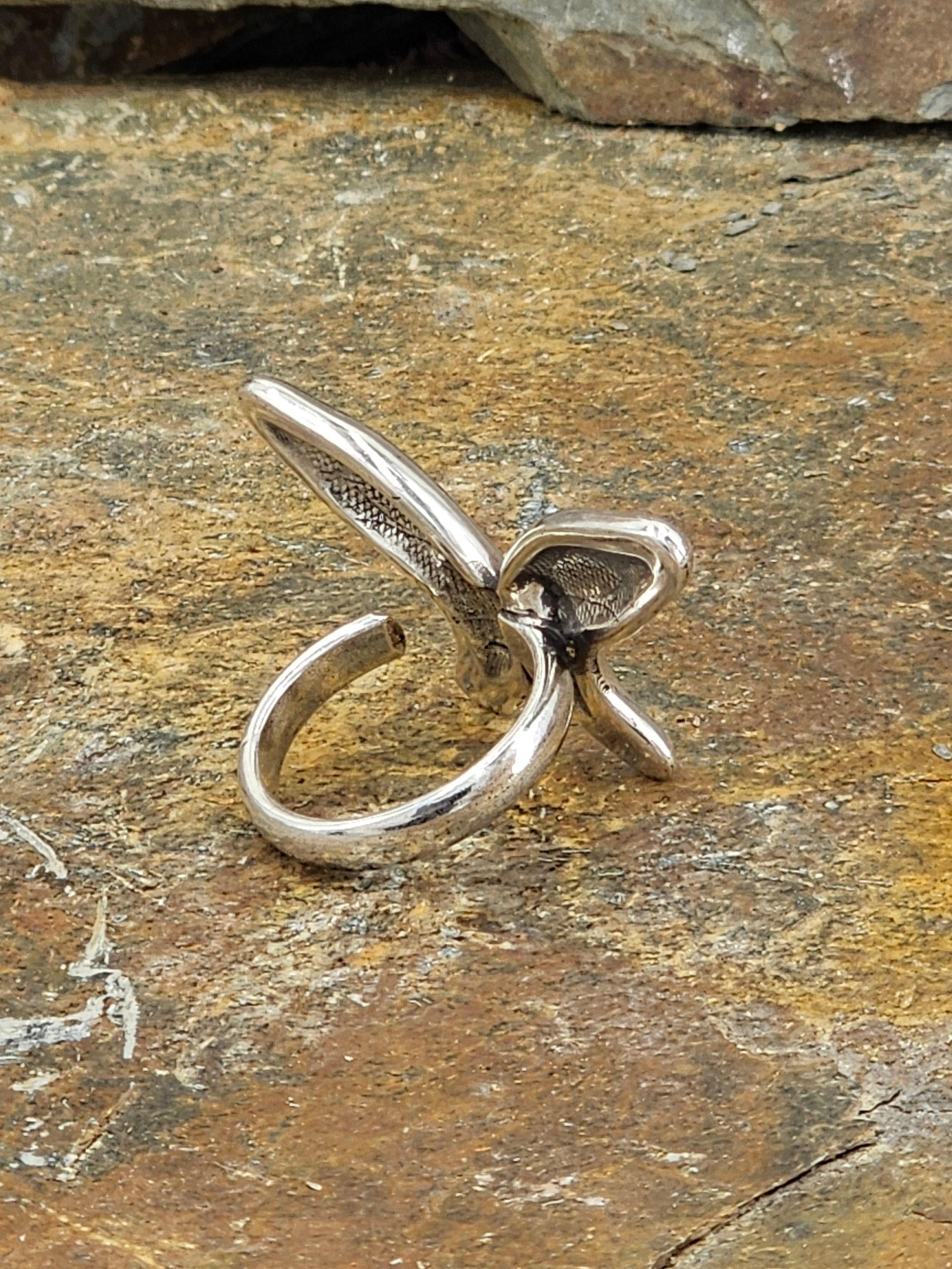 Statement butterfly chunky silver ring, oversize ring, unique design ring, special gift for women, , blue ring, perfect gift