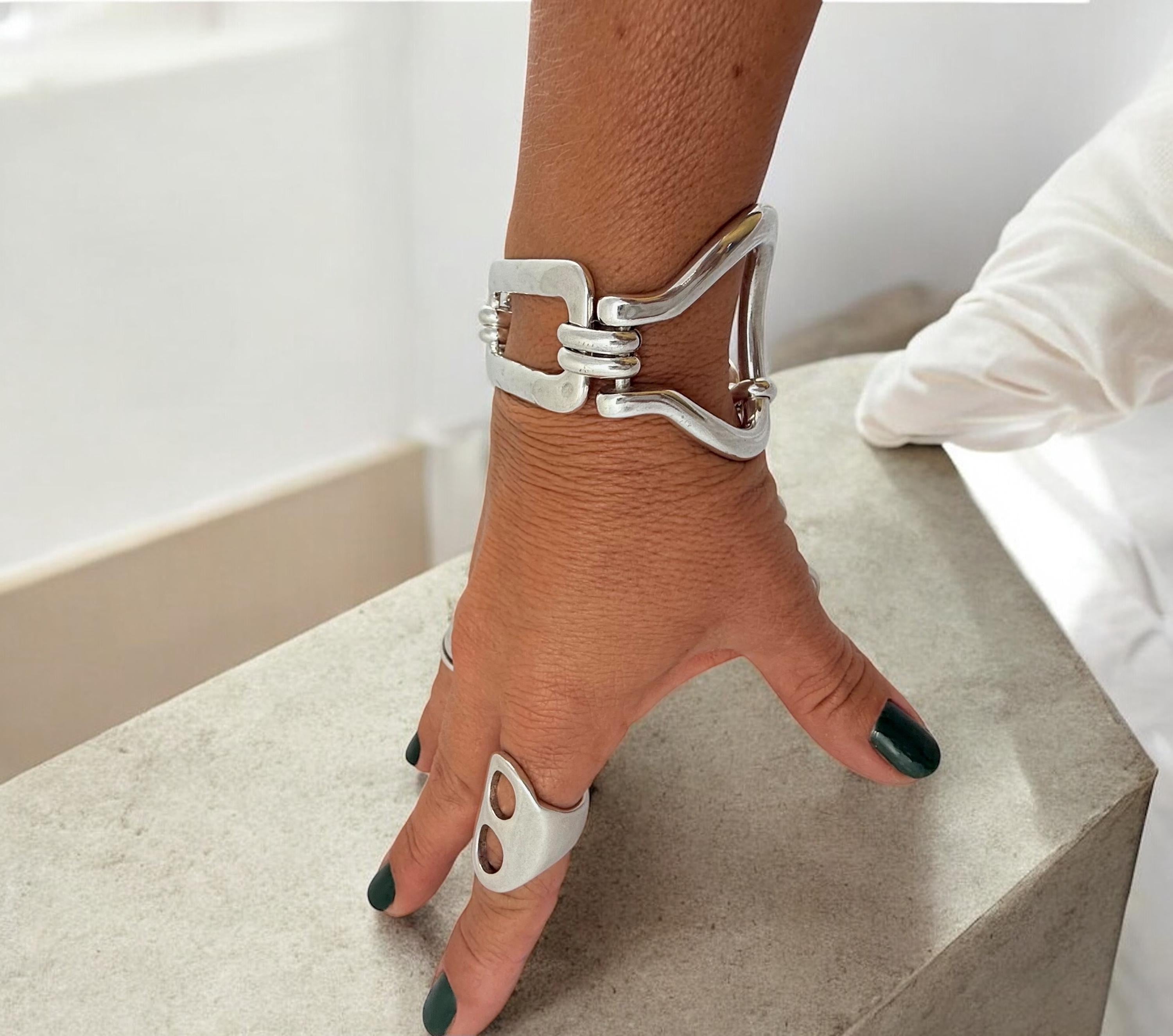 Chunky silver bracelet, brutalist design, bold geometric, bracelet, silver chain bracelet, thick link bracelet,