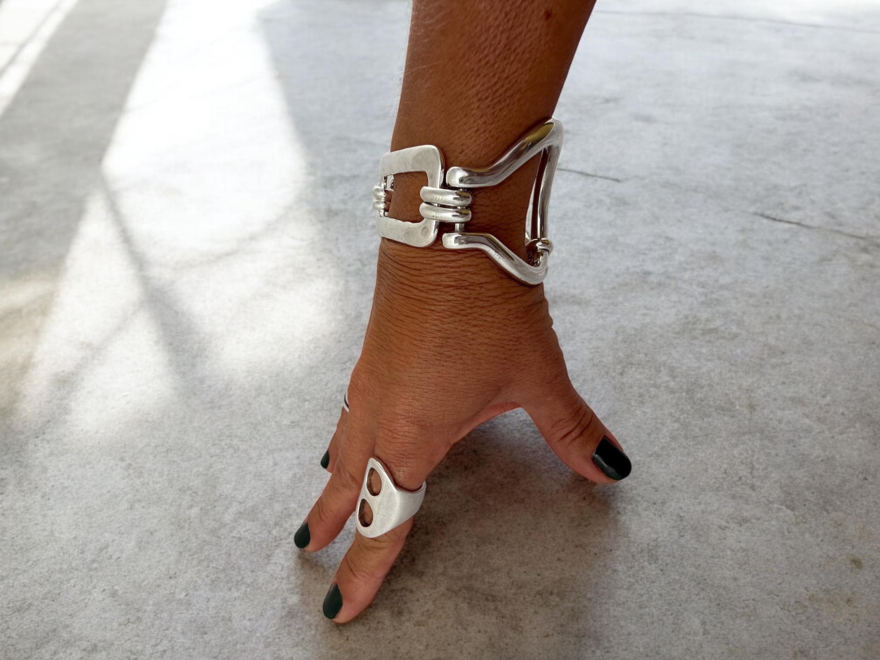 Chunky silver bracelet, brutalist design, bold geometric, bracelet, silver chain bracelet, thick link bracelet,