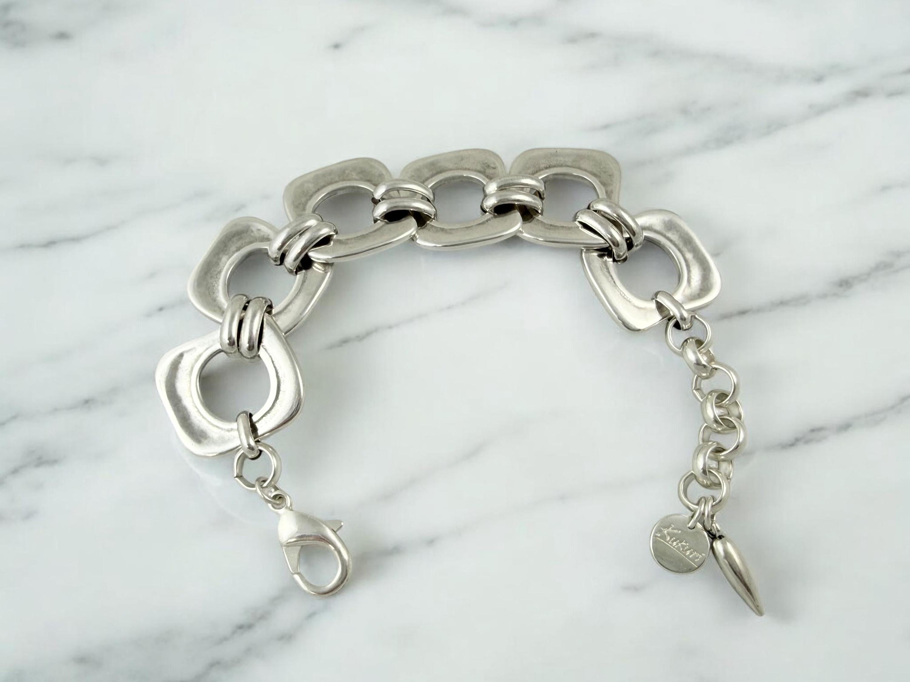 Chunky silver-plated bracelet – bold statement jewelry – adjustable sculptural design