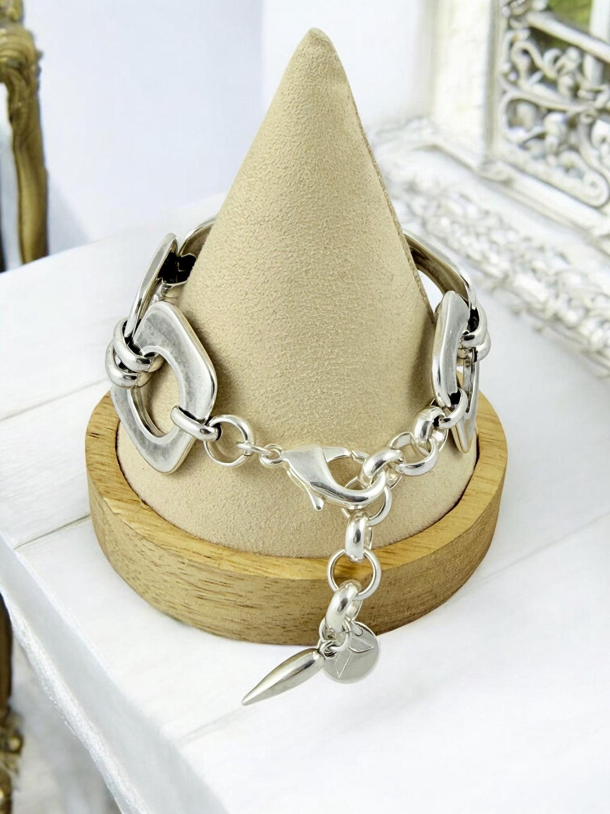 Chunky silver-plated bracelet – bold statement jewelry – adjustable sculptural design