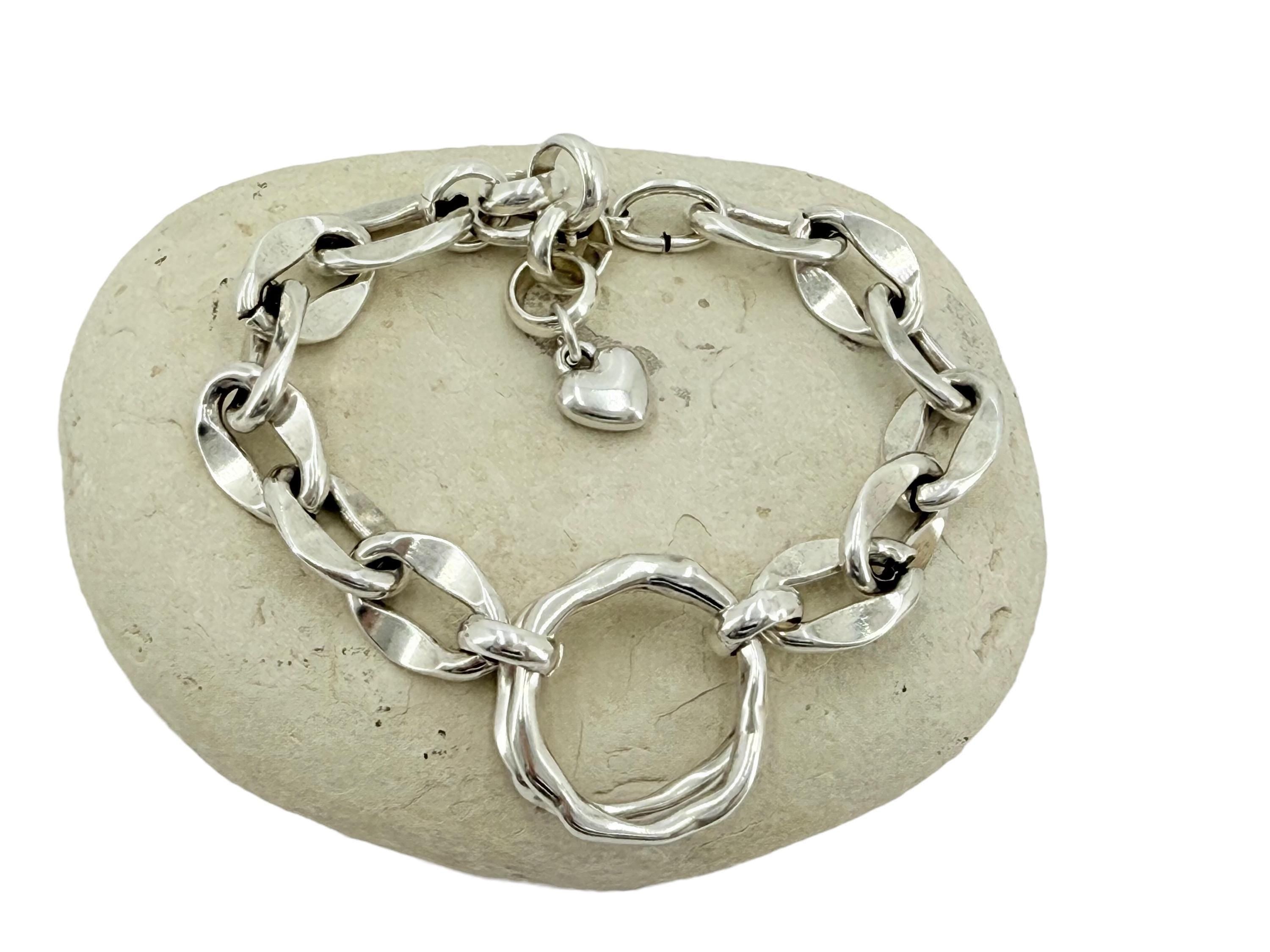 Chunky silver chain cicleshaped bracelet, bold link bracelet, heavyweight chain bracelet, thick bracelet, , women’s gift