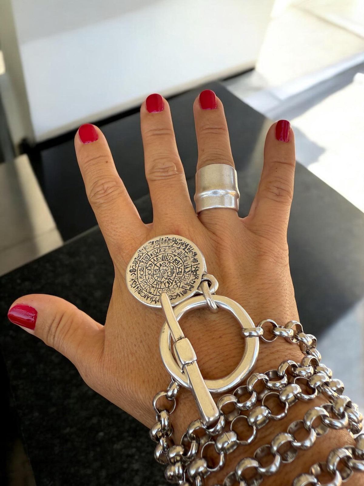 Chunky silver statement ring, bold sculptural design, edgy silver jewelry, gift for women, trendy boho ring, modern artisan jewelry