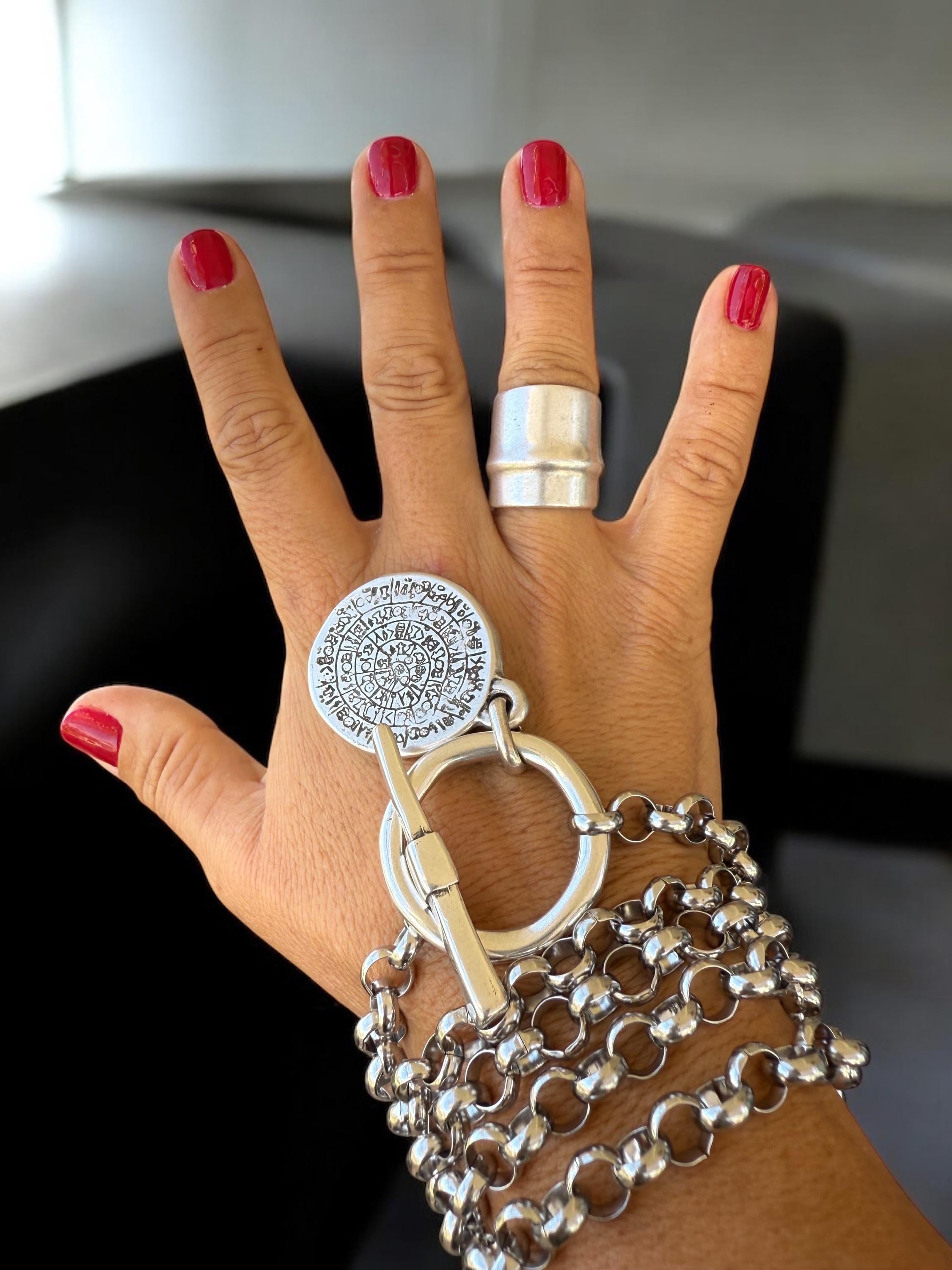 Chunky silver statement ring, bold sculptural design, edgy silver jewelry, gift for women, trendy boho ring, modern artisan jewelry