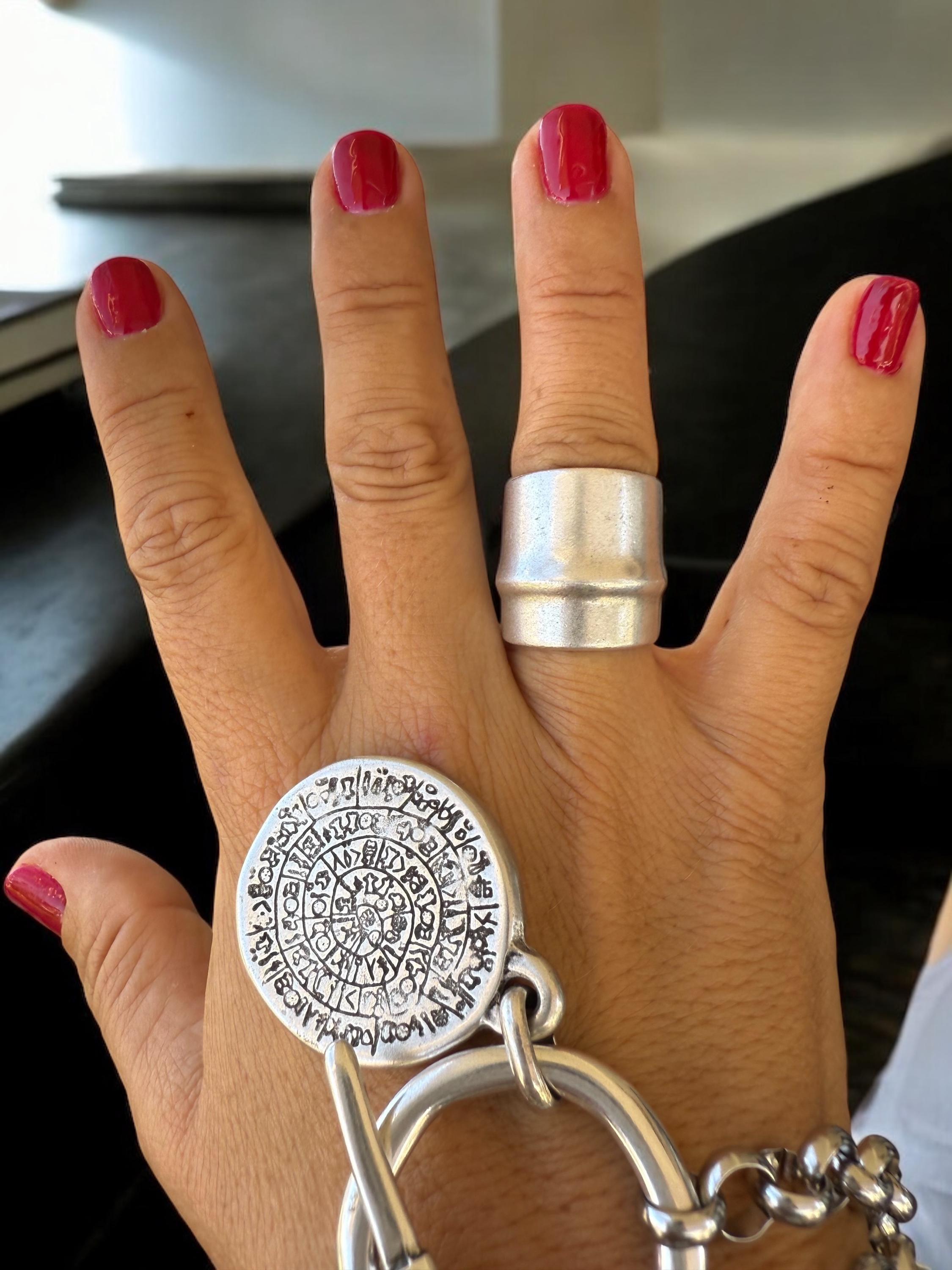 Chunky silver statement ring, bold sculptural design, edgy silver jewelry, gift for women, trendy boho ring, modern artisan jewelry