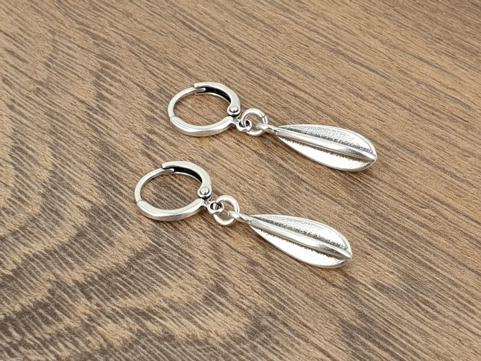 Silver teardrop hoops, textured organic dangle earrings, bohemian handmade jewelry