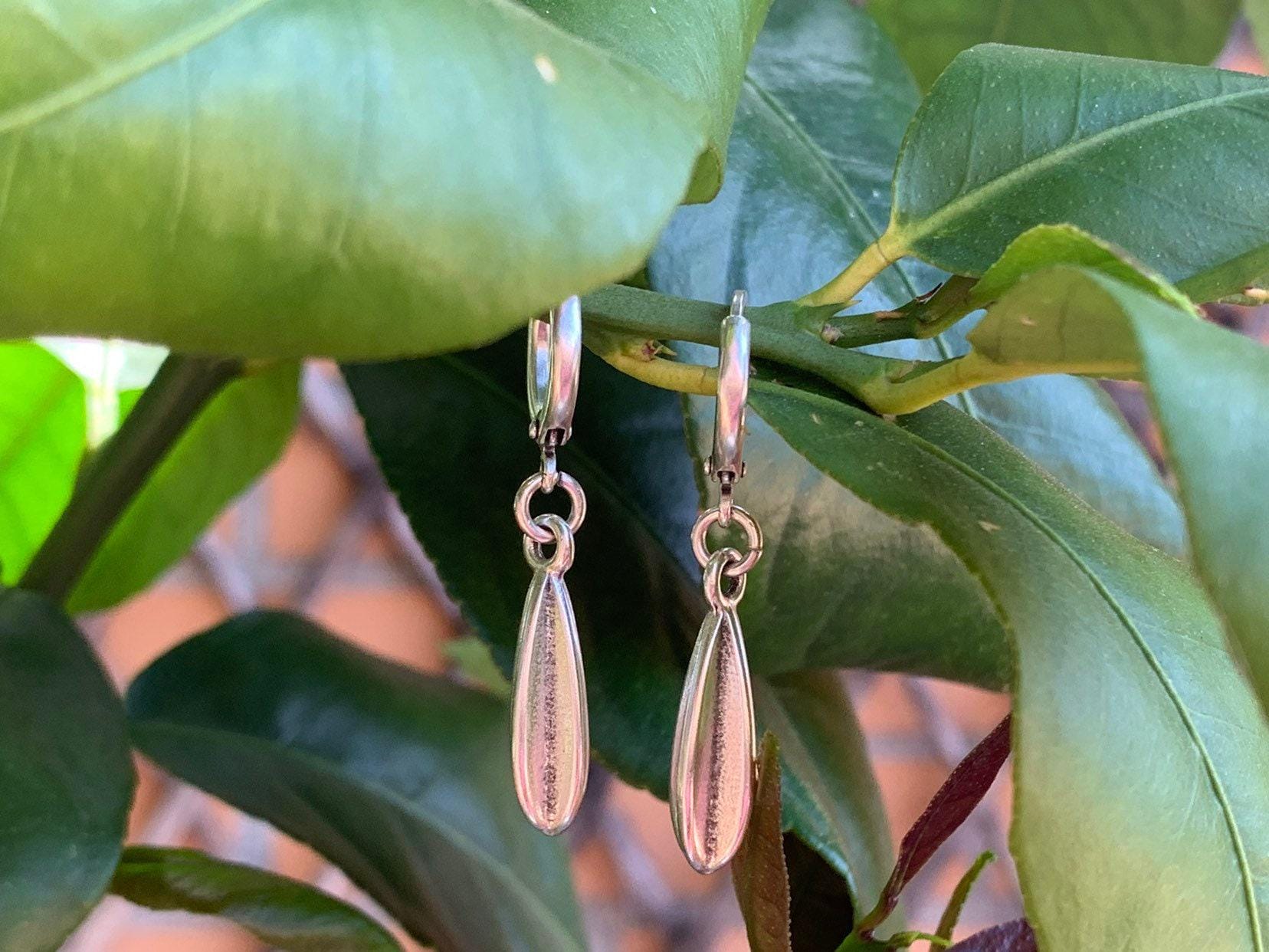 Silver teardrop hoops, textured organic dangle earrings, bohemian handmade jewelry