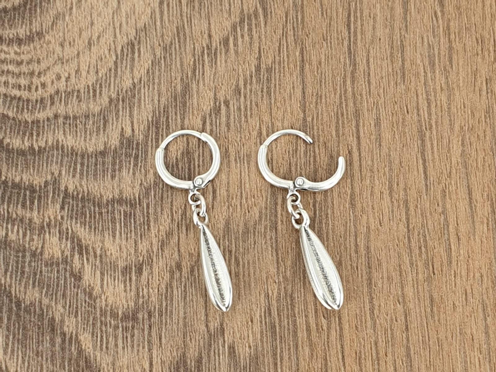 Silver teardrop hoops, textured organic dangle earrings, bohemian handmade jewelry