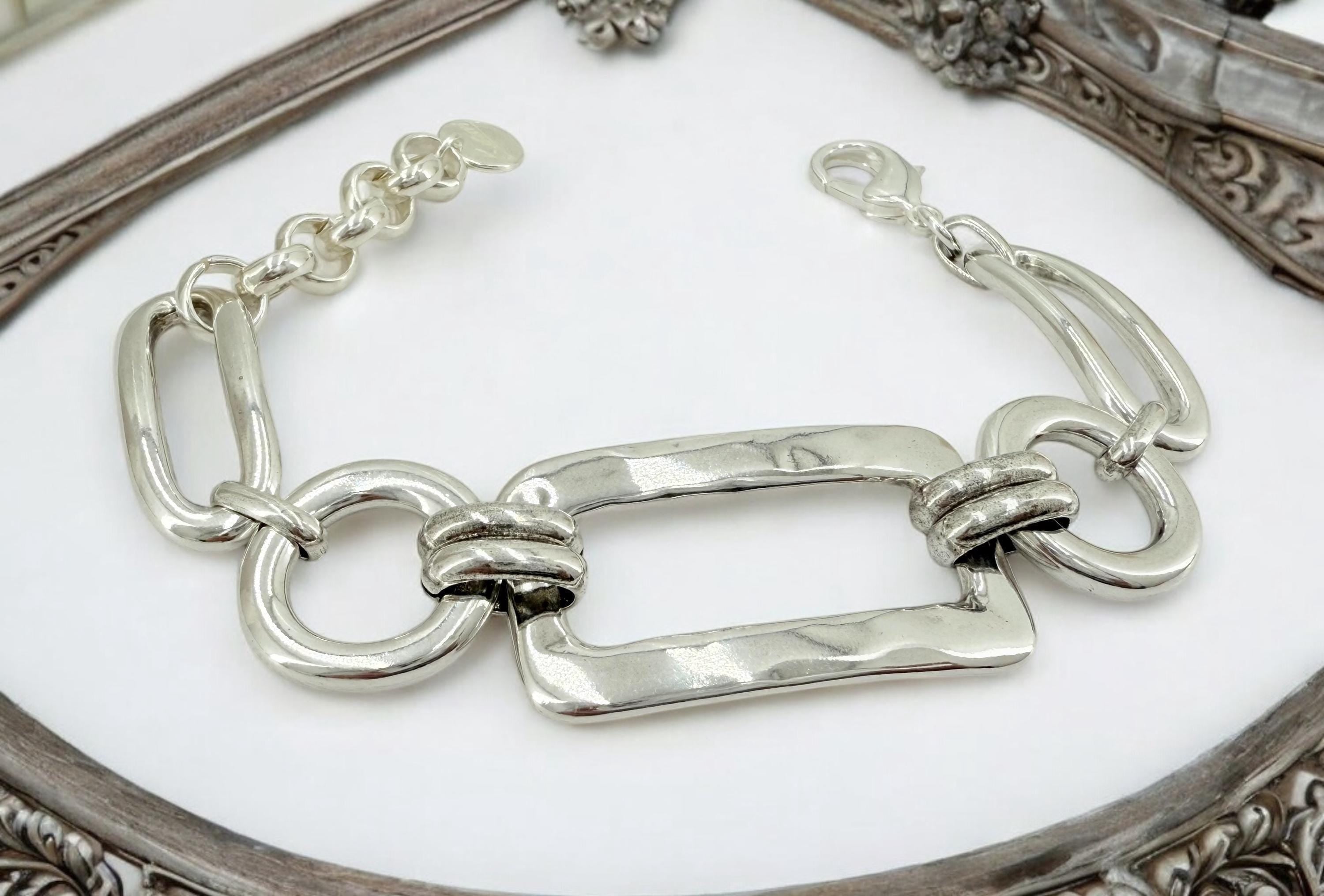 Chunky chain bracelet with extender – bold adjustable design for all wrist sizes, , big link design bracelet