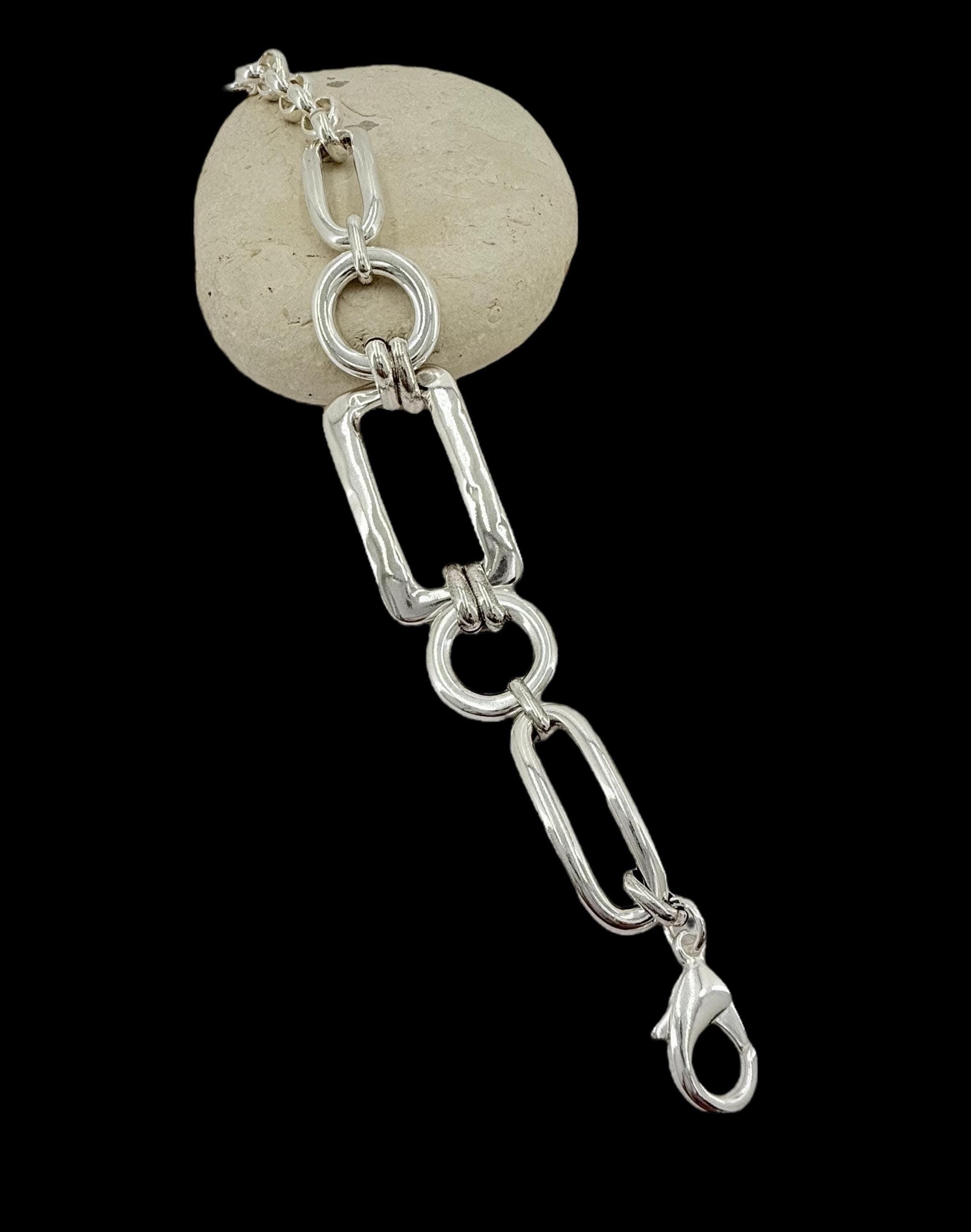 Chunky chain bracelet with extender – bold adjustable design for all wrist sizes, , big link design bracelet