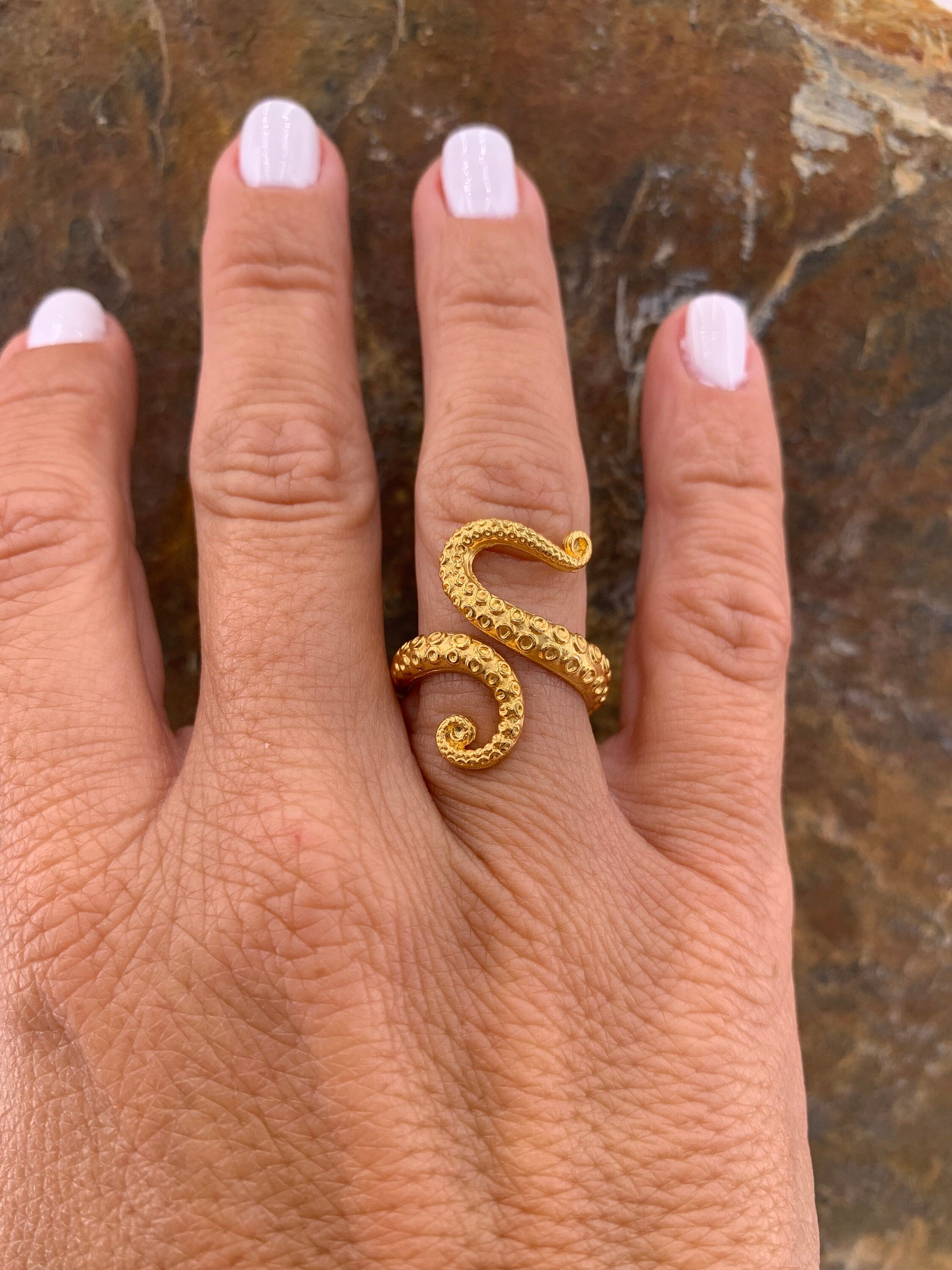 chunky silver ring, bohemian ring, silver ring, octopus ring, boho ring, gold ring, modern ring, original ring, kraken ring, statement ring