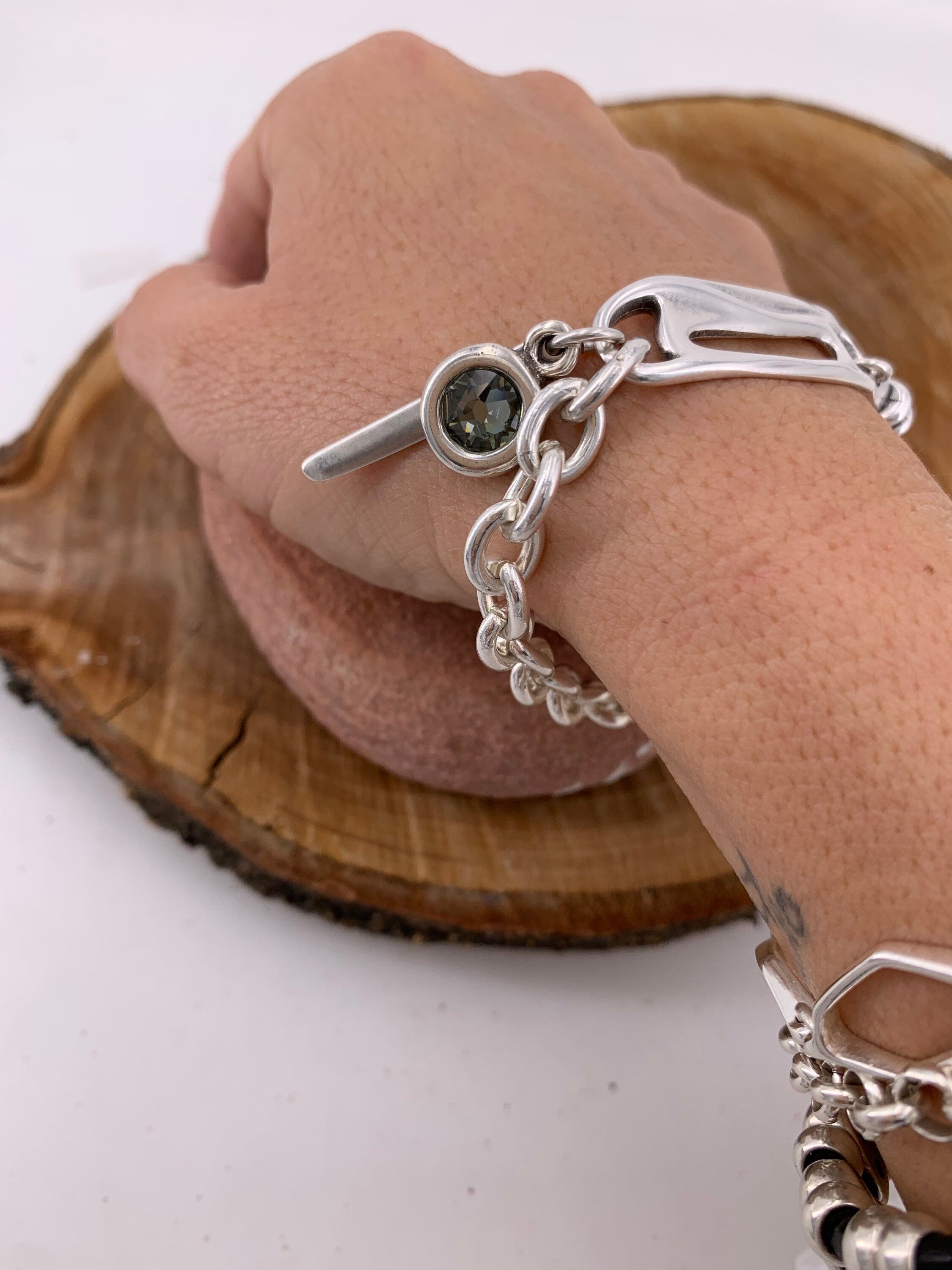 silver chunky chain bracelet, silver large link bracelet, bulky bracelet, heavy silver chain bracelet, bold chain bracelet,  style