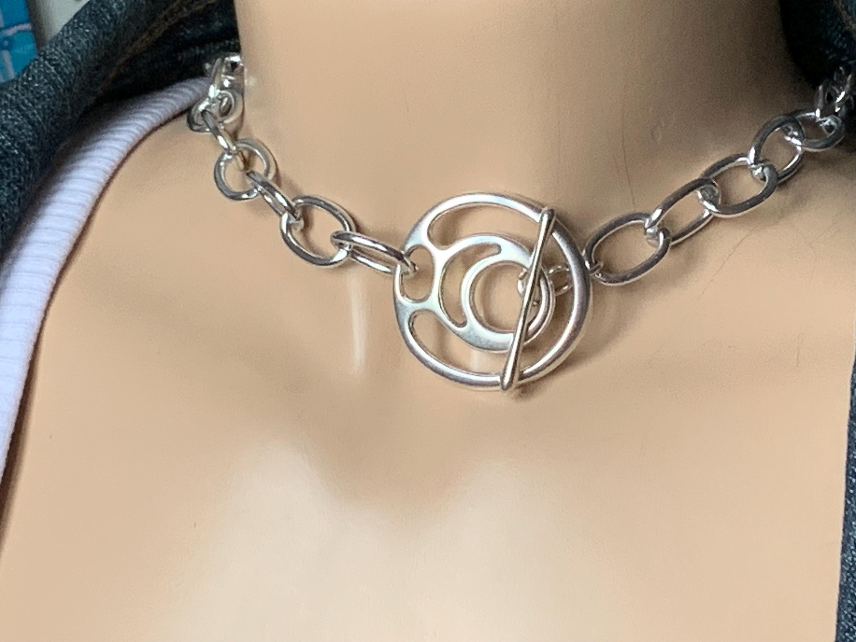 Chunky aluminum chain necklace, statement chain necklace, lightweight necklace, bulky necklace, bold silver necklace, toggle necklace, gift