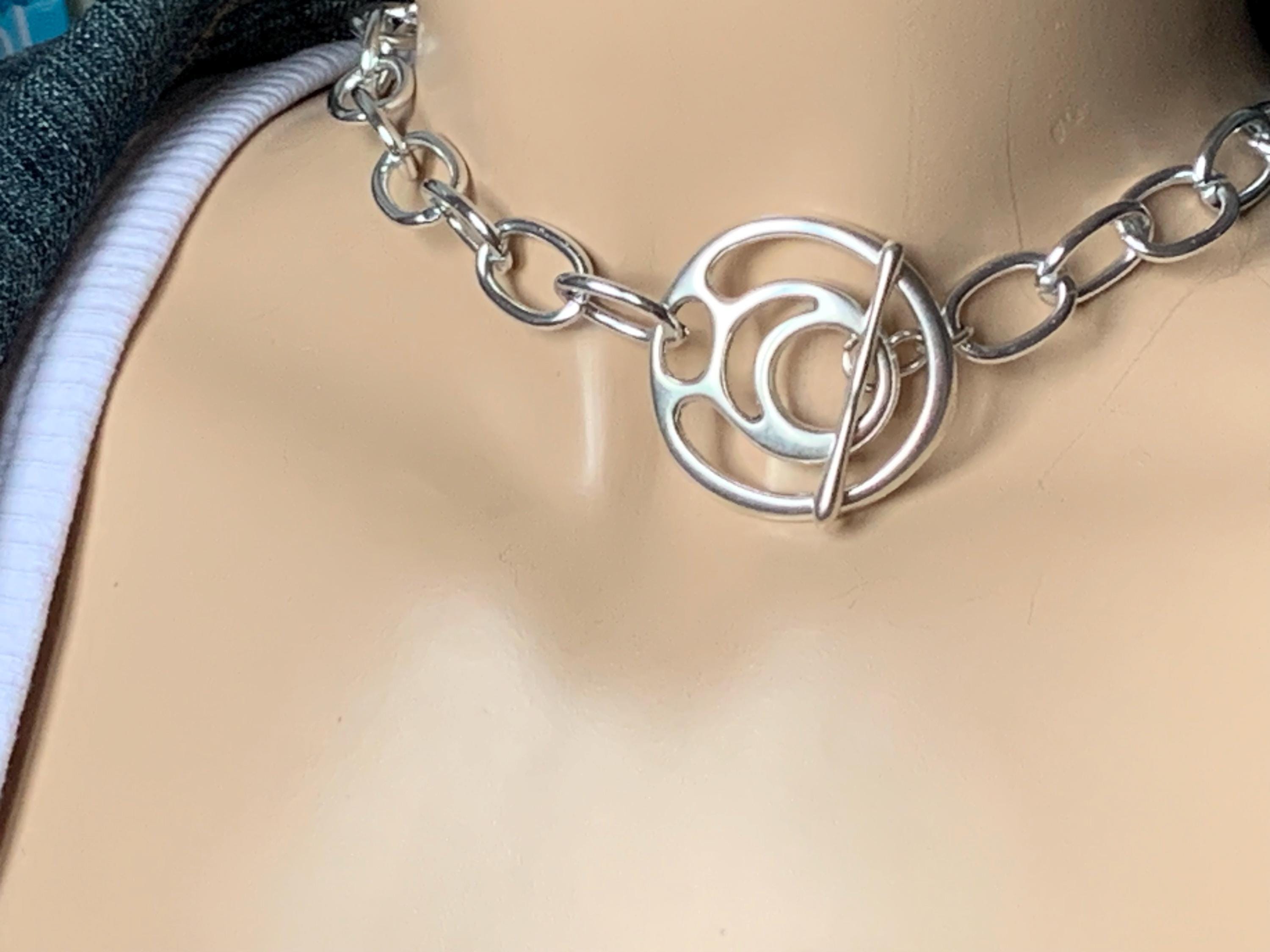 Chunky aluminum chain necklace, statement chain necklace, lightweight necklace, bulky necklace, bold silver necklace, toggle necklace, gift