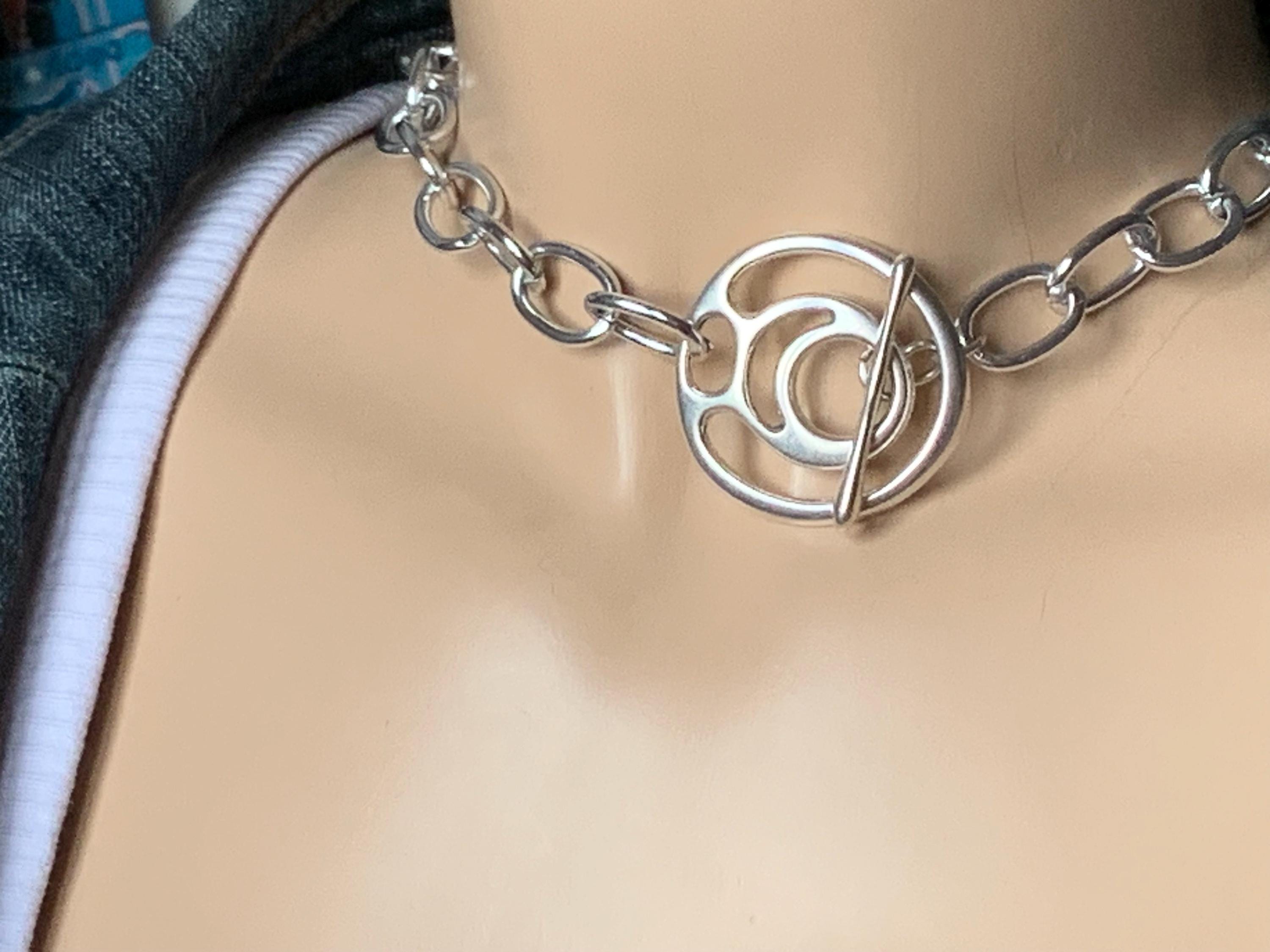 Chunky aluminum chain necklace, statement chain necklace, lightweight necklace, bulky necklace, bold silver necklace, toggle necklace, gift