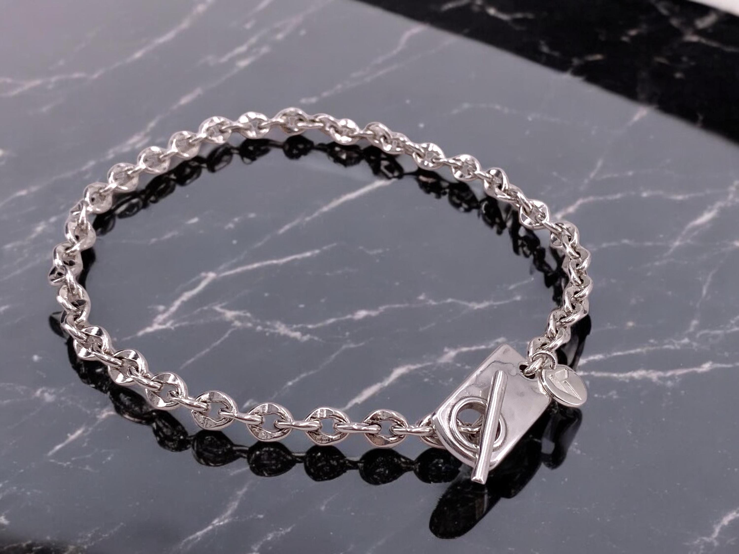 Bulky silver chain toggle clasp necklace, bold chain chunky necklace, statement choker necklace, uno de 50 style, special chain necklace