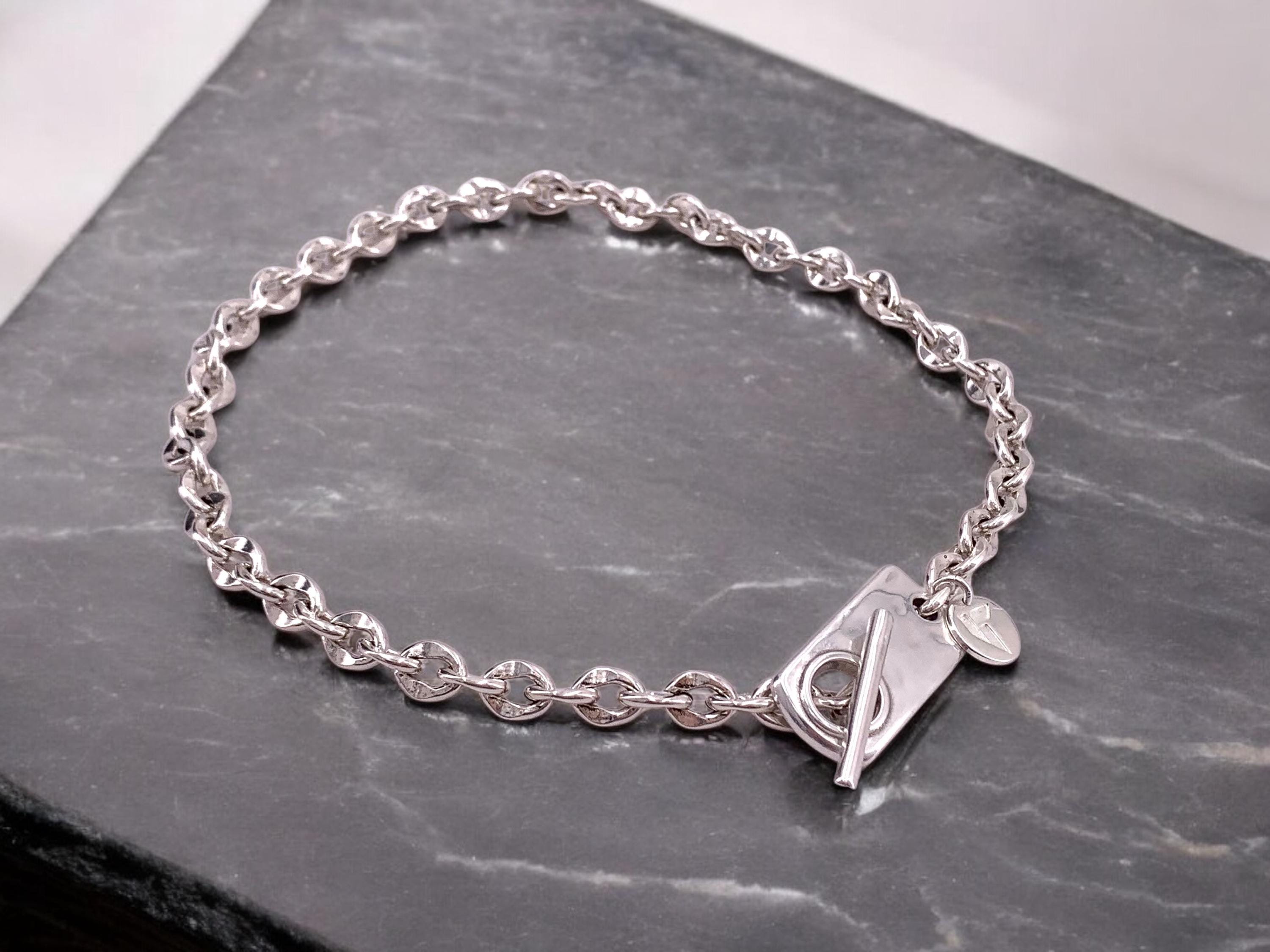 Bulky silver chain toggle clasp necklace, bold chain chunky necklace, statement choker necklace, uno de 50 style, special chain necklace