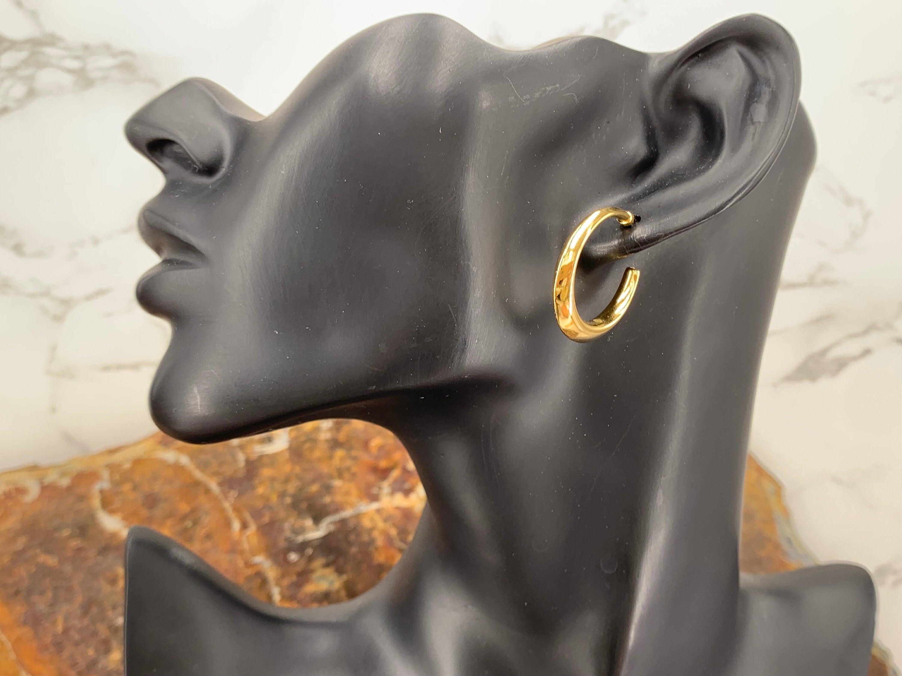 Bold big statement hoop sterling silver o 24 k gold plated earrings, chunky hoop earrings, opens band hoop earrings, chunky earrings, gift