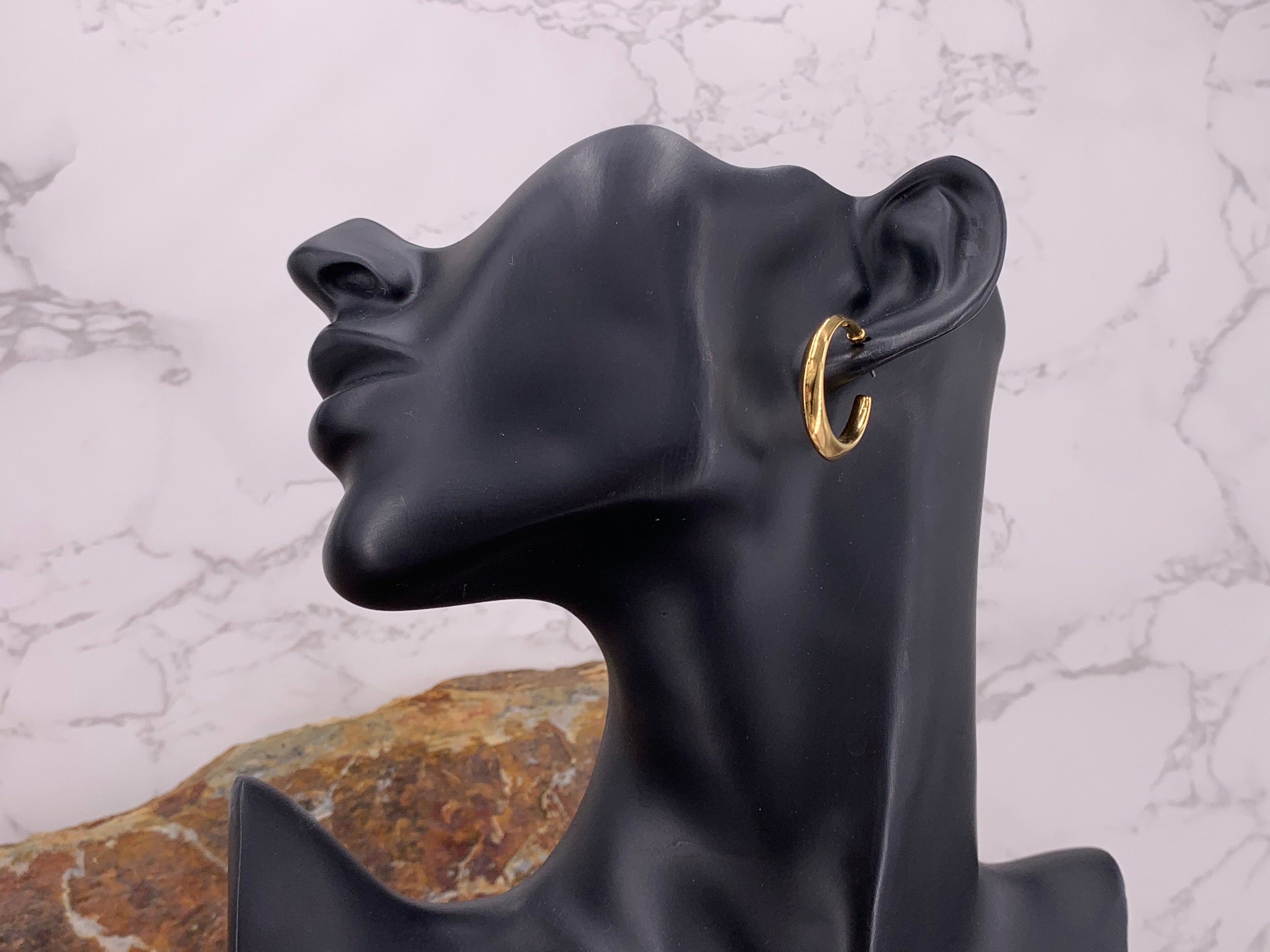 Bold big statement hoop sterling silver o 24 k gold plated earrings, chunky hoop earrings, opens band hoop earrings, chunky earrings, gift
