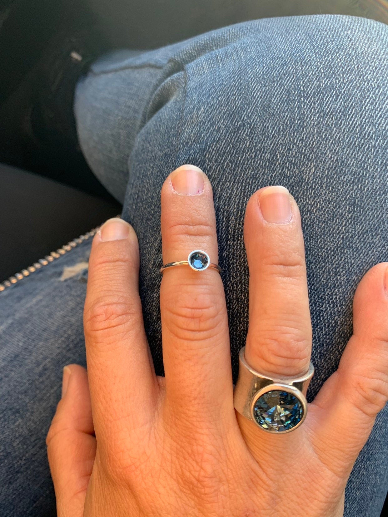 Adjustable stackable minimalist Swarovski crystal open band ring, delicate silver ring, dainty brilliant ring, unique gift for birthday