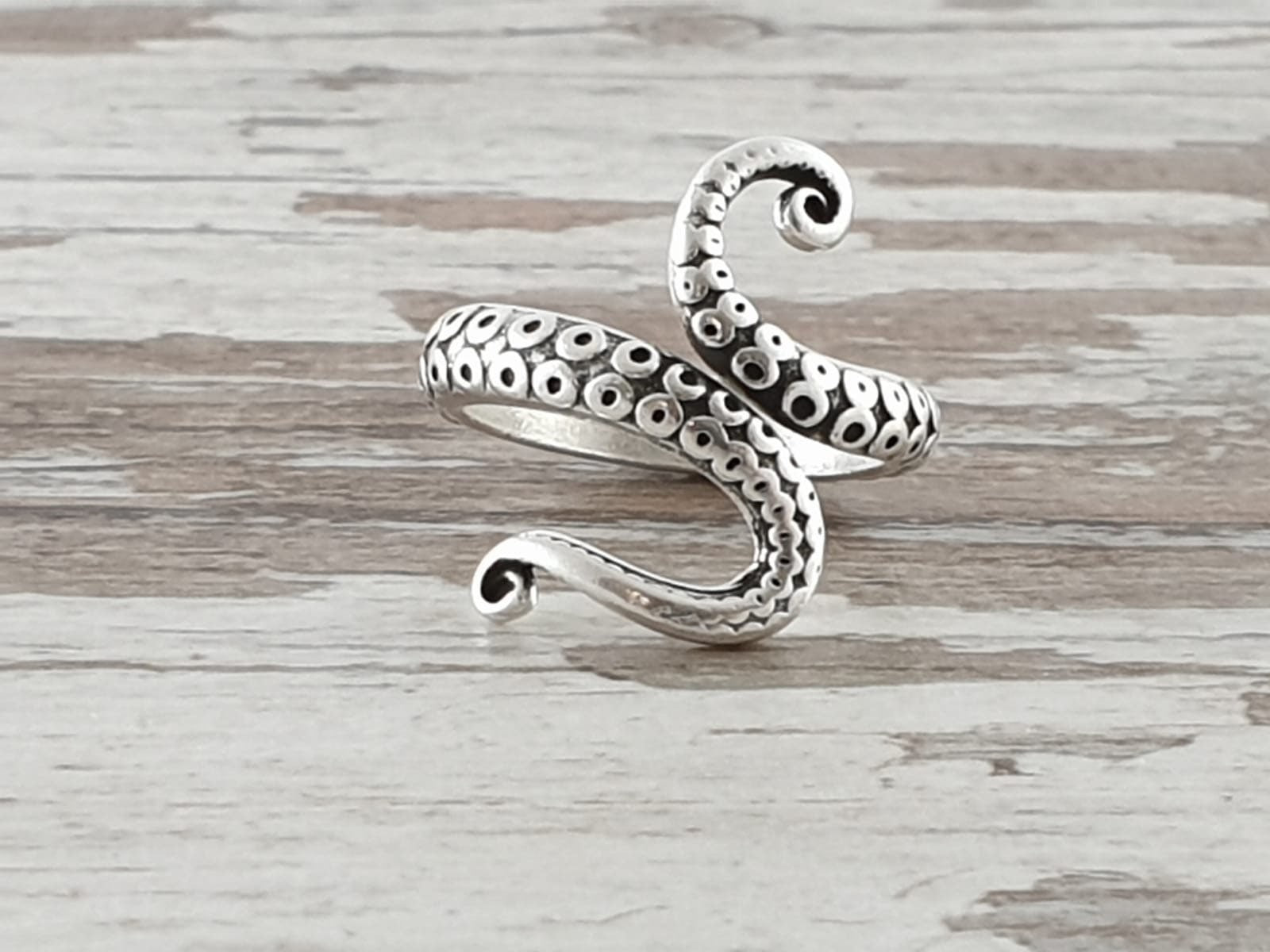 Sterling silver or 24k gold plated octopus ring, kraken wrap ring, open band adjustable kraken tentacle bohemian ring, unisex gift, modern