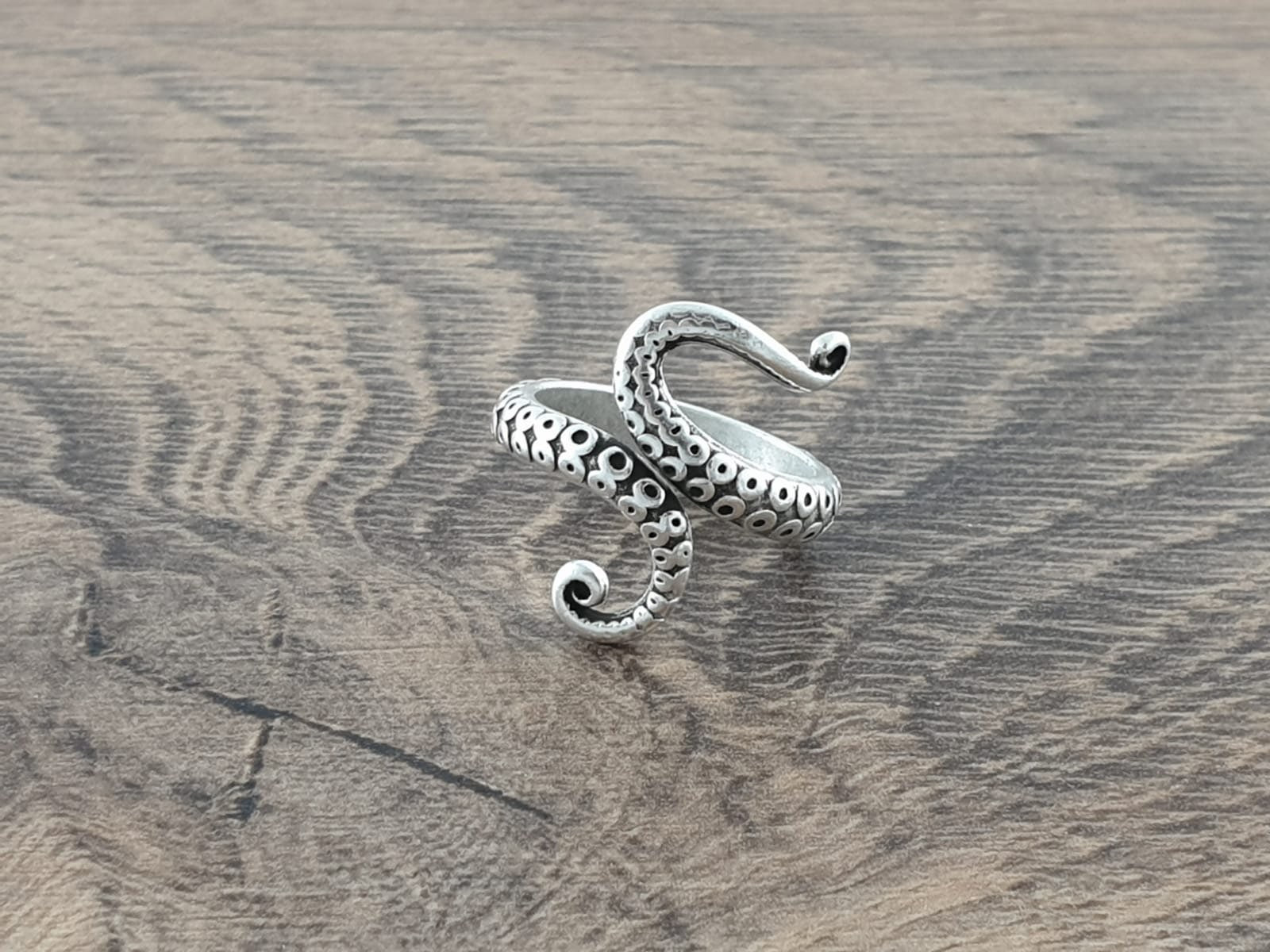 Sterling silver or 24k gold plated octopus ring, kraken wrap ring, open band adjustable kraken tentacle bohemian ring, unisex gift, modern