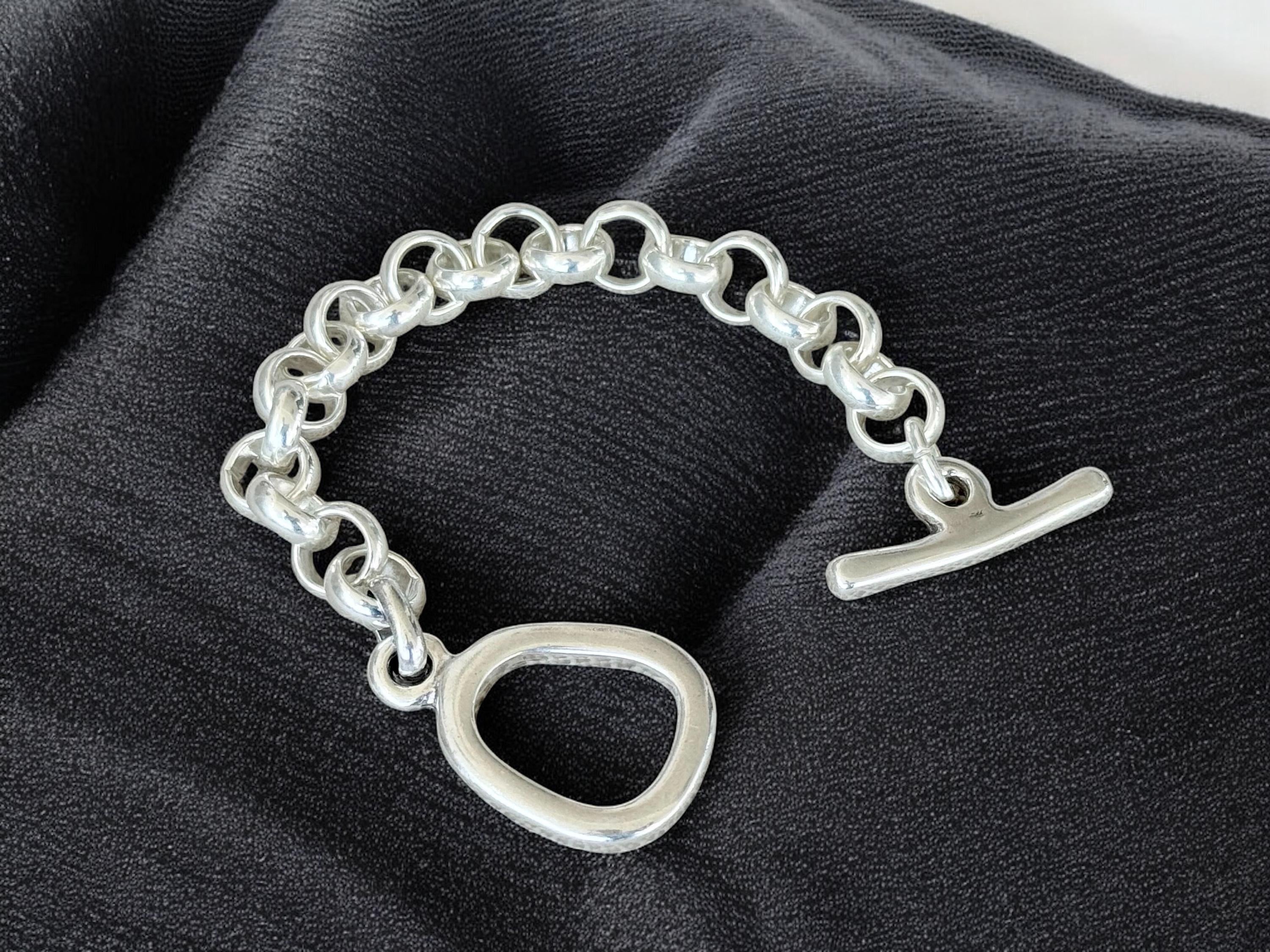Chunky Silver Chain Bracelet – 10 mm Solid shiny Links – Toggle Clasp – Heavyweight Statement Jewelry – Uno de 50 Inspired – Custom Fit Gift