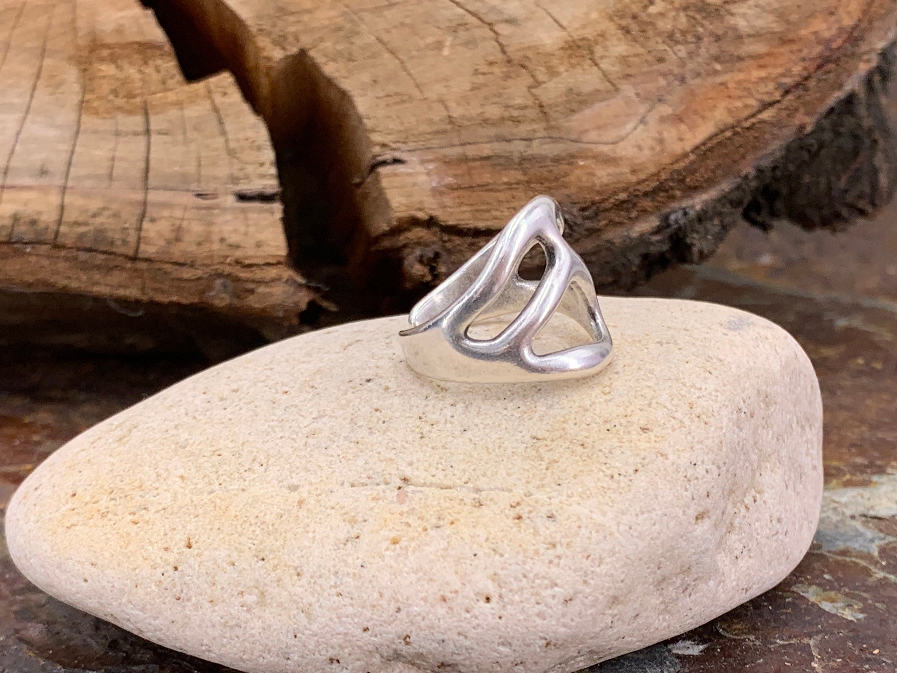 Chunky ring, Silver boho ring, engraved  boho silver ring, open band silver ring, Statement ring, Uno de 50 Style, organic ring