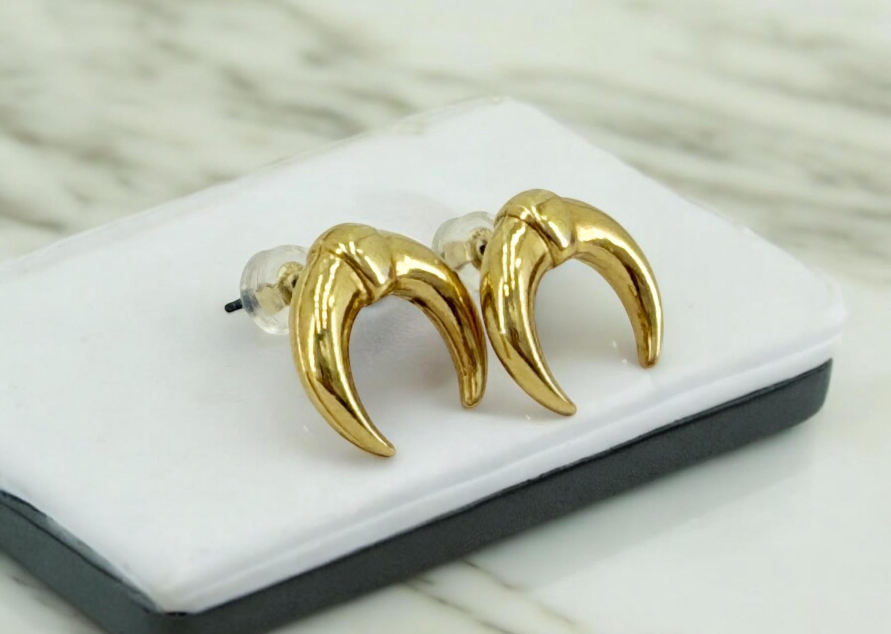 Bohemian Moon Earrings – Tribal Style Studs in Gold or Silver – Everyday Celestial Jewelry – Women’s Gift