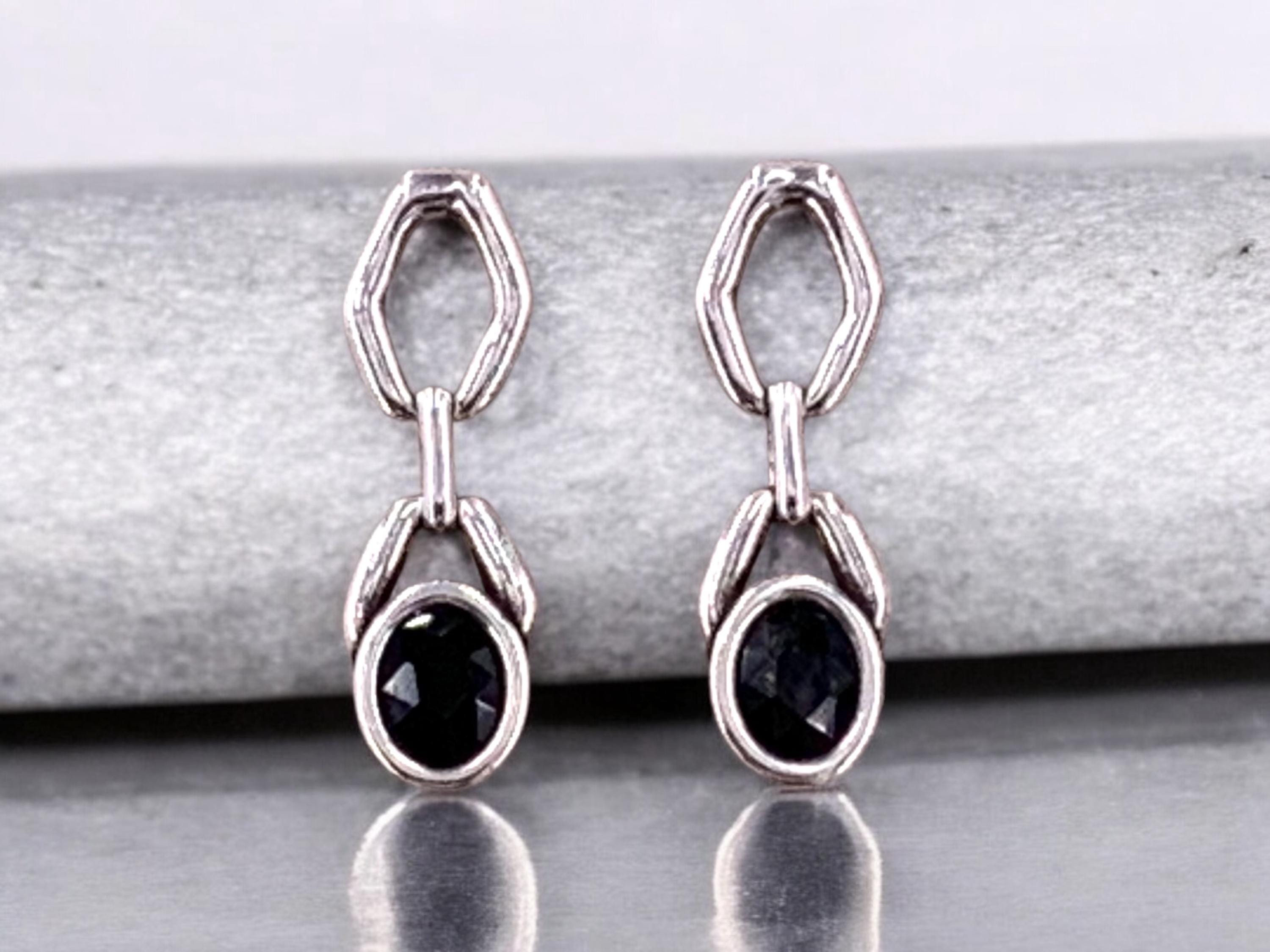 Bold Silver Earrings with Swarovski Crystal – Chunky Chain Statement Studs – Uno de 50 Style – Gift for Women - chain hypoallergenic earring