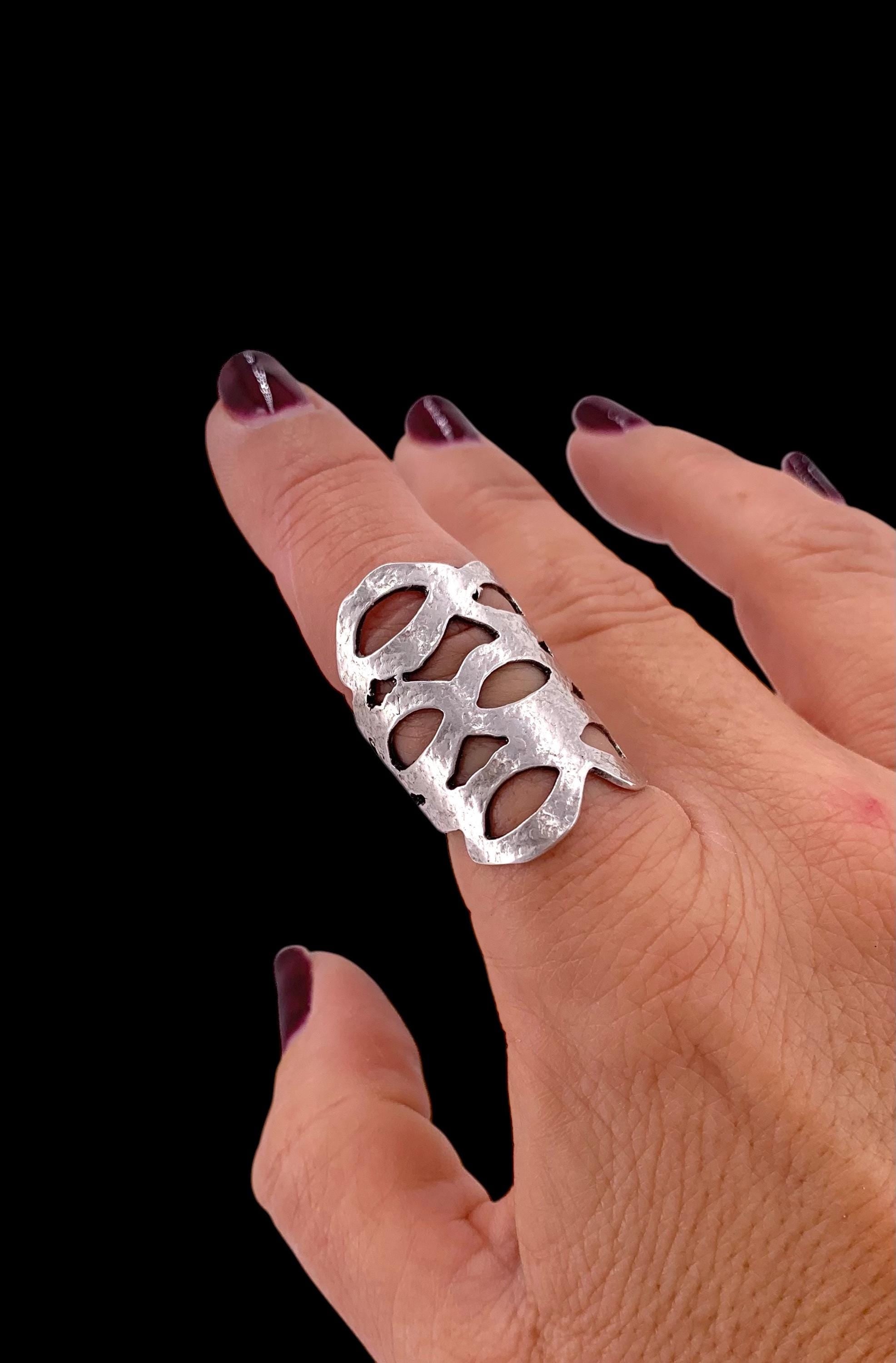 Layering triple band wide chunky silver or gold ring, statement hammered ring, adjustable bohemian ring for women, gift for her