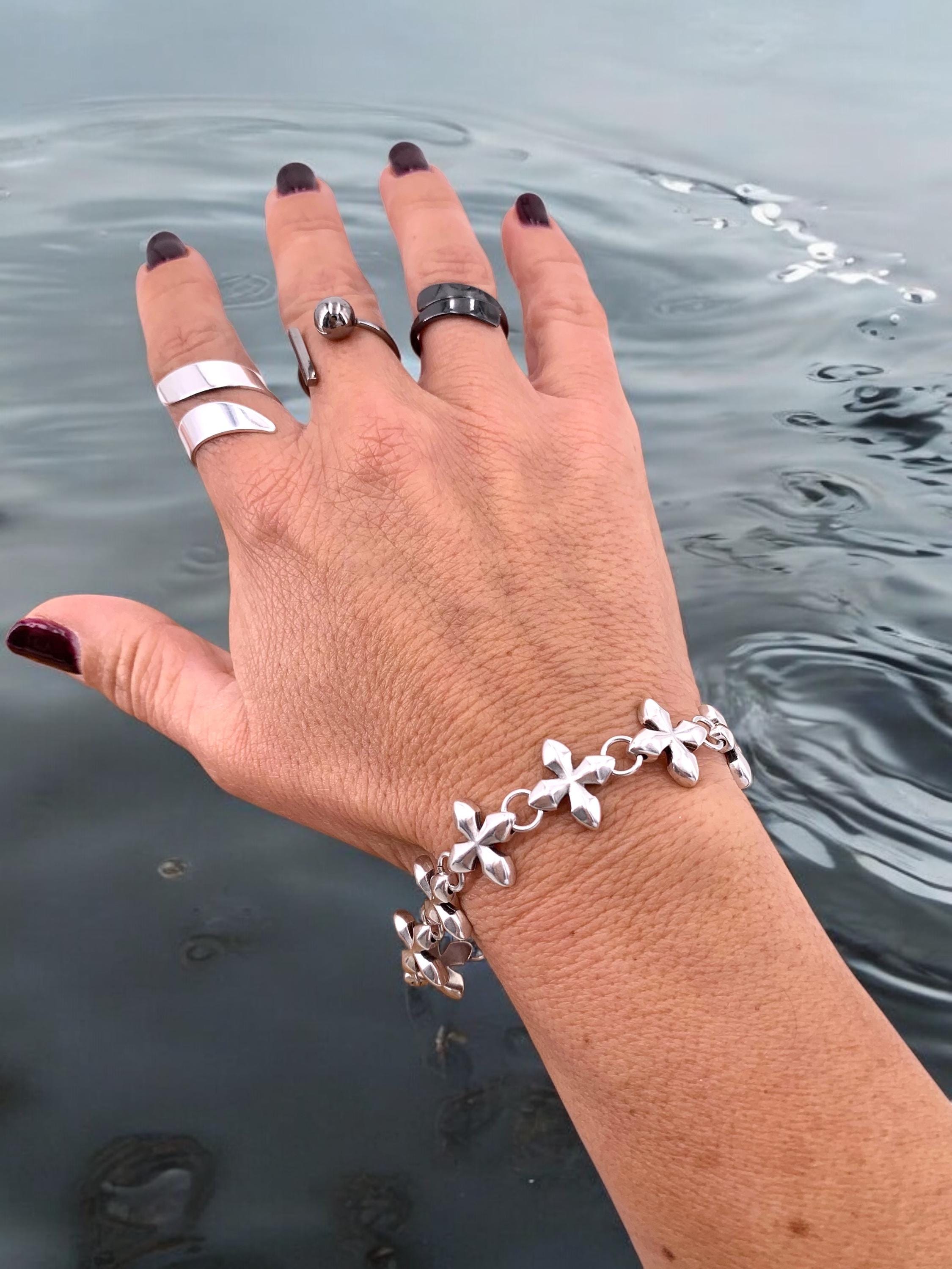 Original chunky link Unisex Sculptural Chain Bracelet – Custom-Fit Silver Link Design with Magnetic or Lobster Clasp