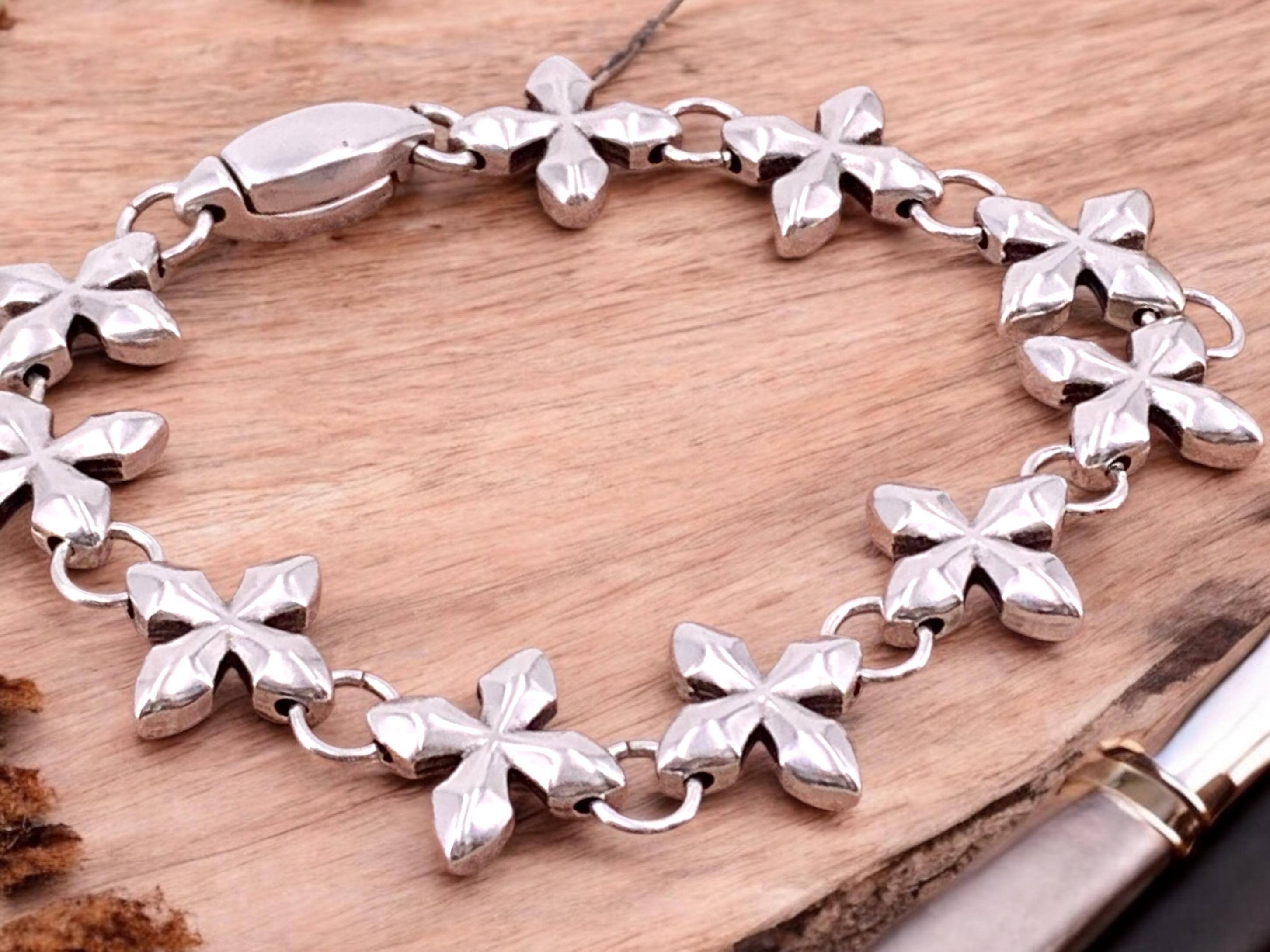 Original chunky link Unisex Sculptural Chain Bracelet – Custom-Fit Silver Link Design with Magnetic or Lobster Clasp