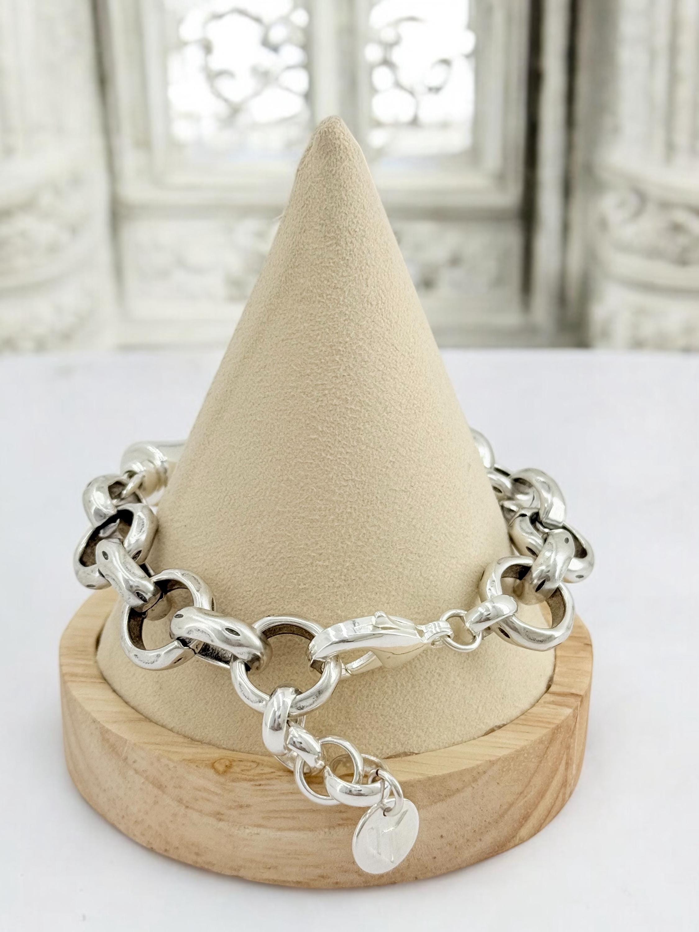Chunky silver bracelet, tube bracelet, silver bold bracelet, silver chain bracelet, thick link bracelet, uno de 50 style, statement bracelet