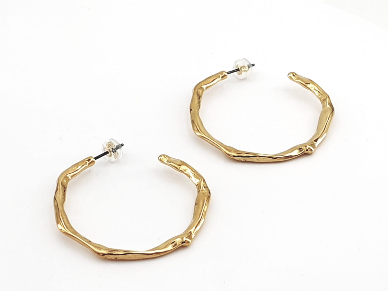 Chunky Organic big Hoop Earrings – Sculptural Statement Jewelry in 24k Gold or Silver – Hypoallergenic with Surgical Steel Posts