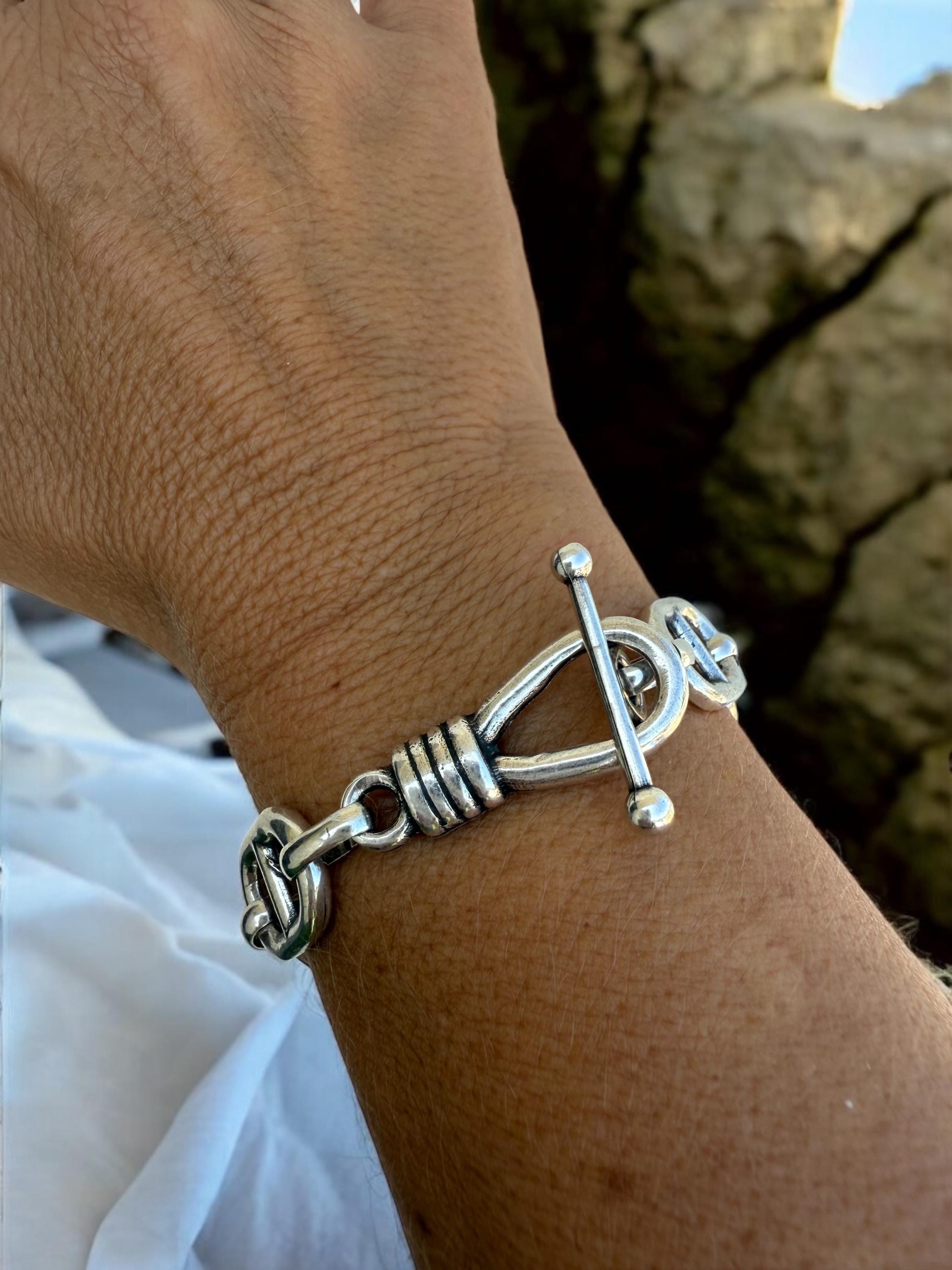Chunky Silver Chain Bracelet –  Solid Links – Toggle Clasp – lightweith Statement Jewelry – Uno de 50 Inspired – Custom Fit Gift