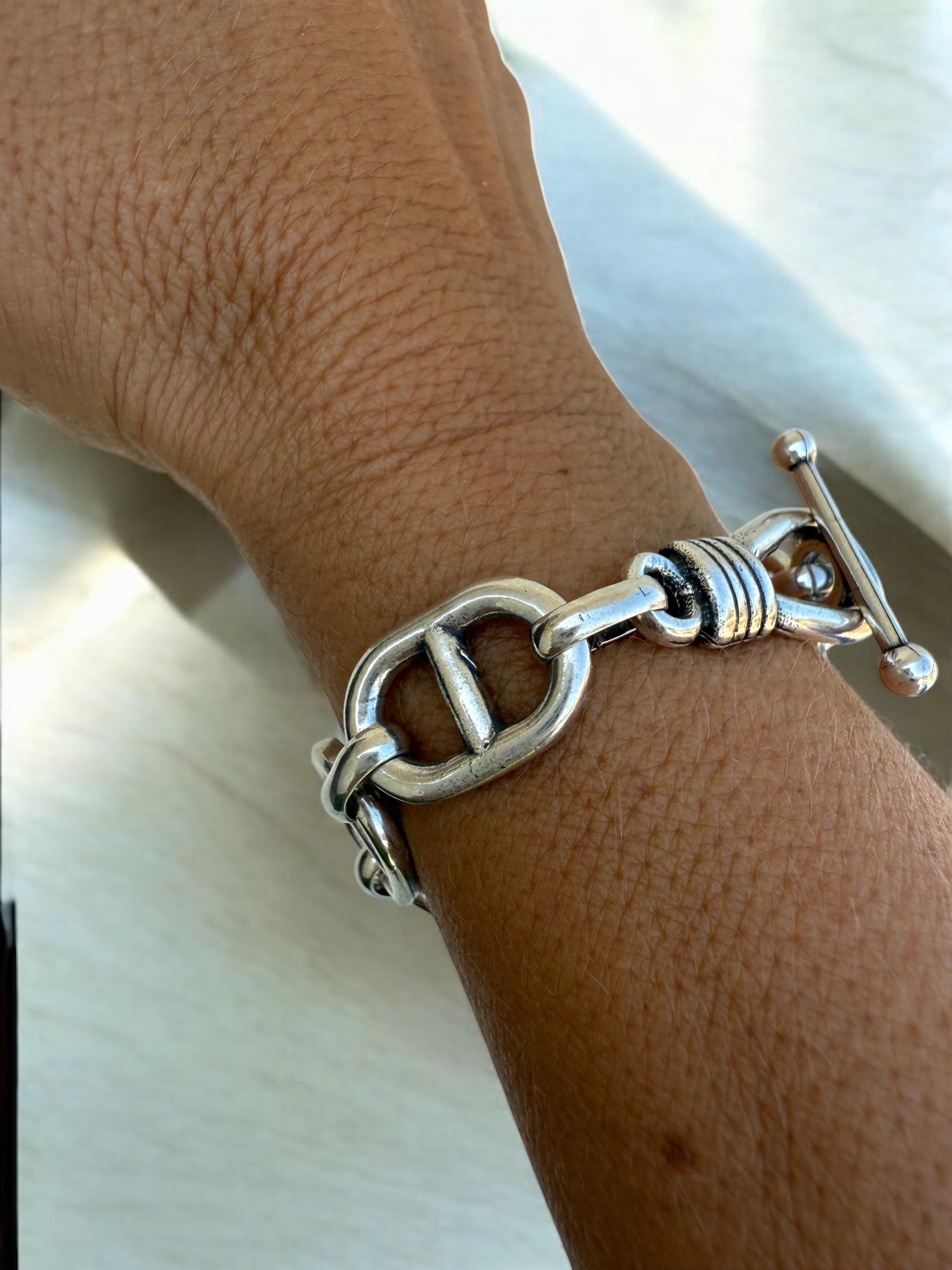 Chunky Silver Chain Bracelet –  Solid Links – Toggle Clasp – lightweith Statement Jewelry – Uno de 50 Inspired – Custom Fit Gift