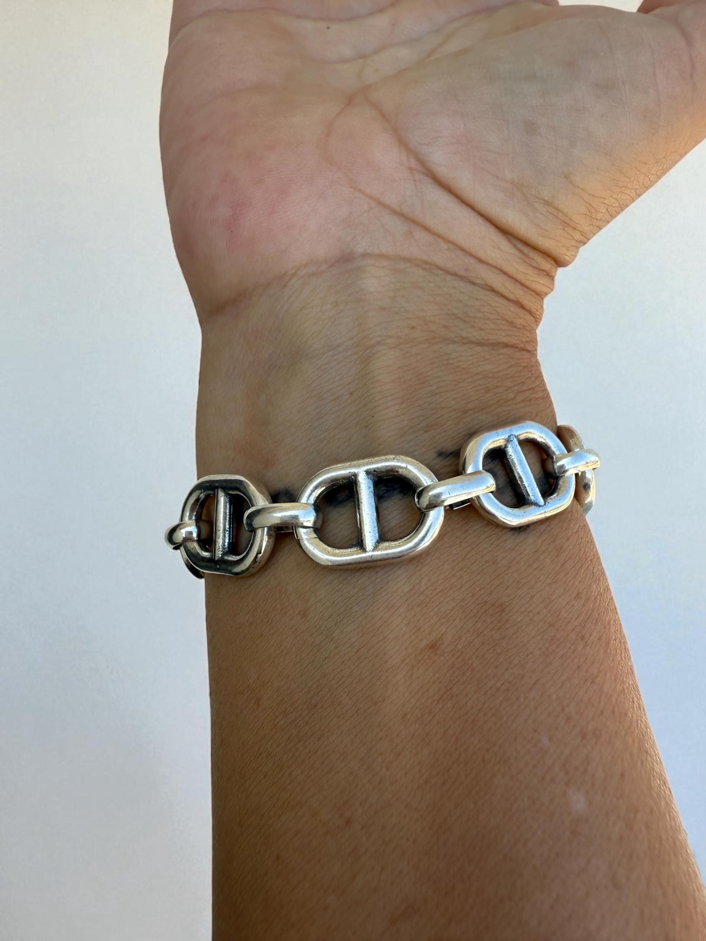 Chunky Silver Chain Bracelet –  Solid Links – Toggle Clasp – lightweith Statement Jewelry – Uno de 50 Inspired – Custom Fit Gift