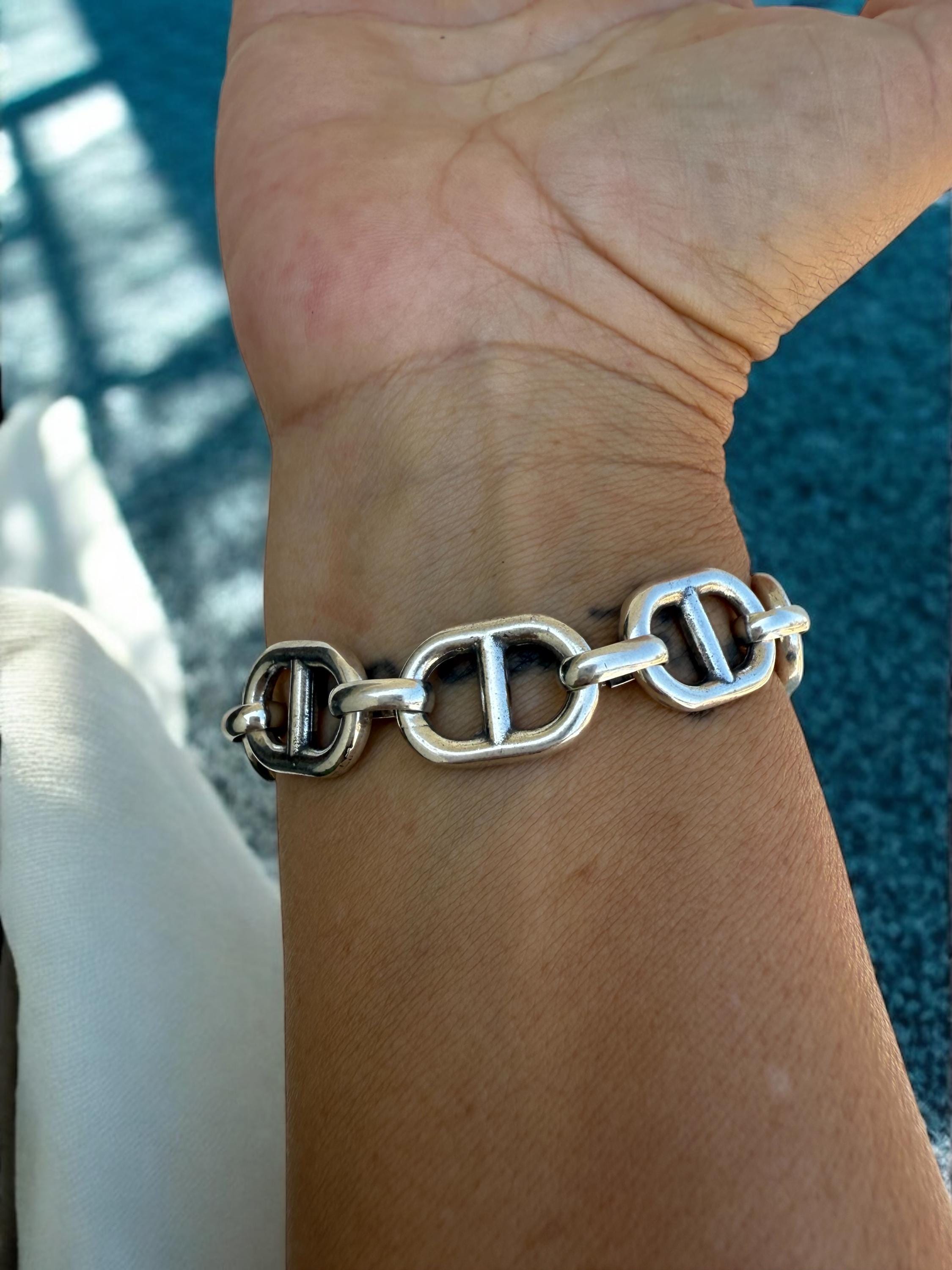 Chunky Silver Chain Bracelet –  Solid Links – Toggle Clasp – lightweith Statement Jewelry – Uno de 50 Inspired – Custom Fit Gift