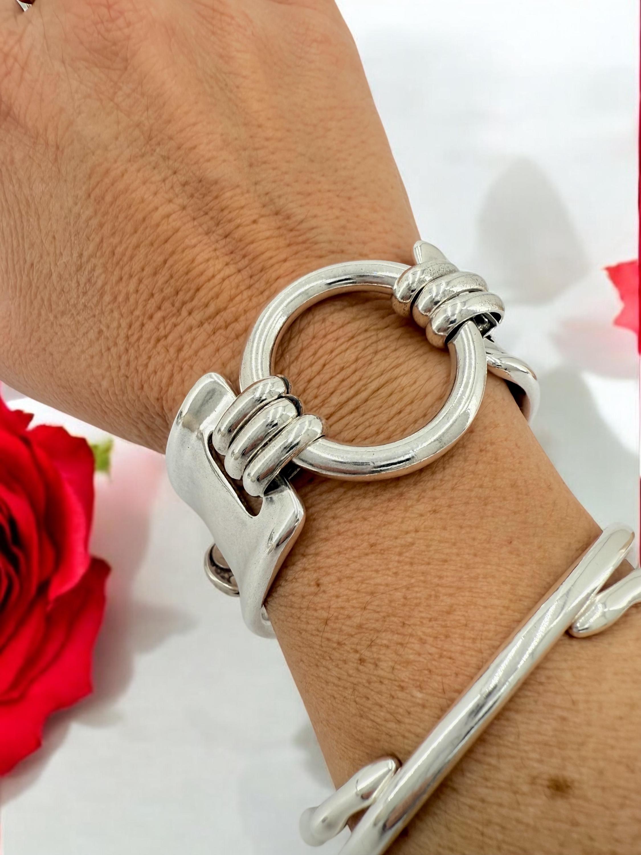 Chunky silver bracelet, cuff bracelet, silver bold bracelet, silver chain bracelet, thick link bracelet, uno de 50 style, statement bracelet