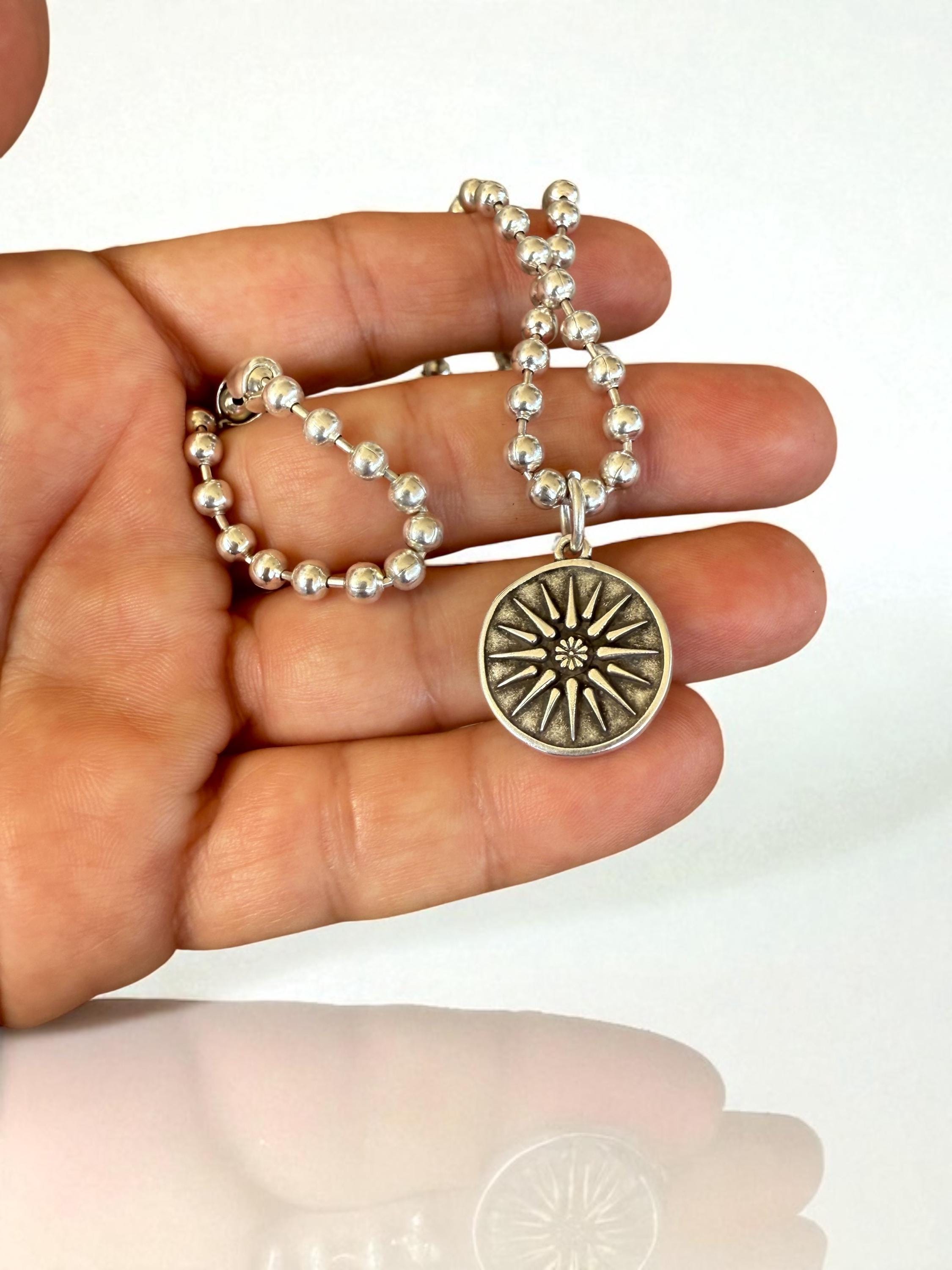 Alexander the Great Coin Necklace – Silver-Plated Beaded Chain with Greek Medallion – Handmade Historical Jewelry
