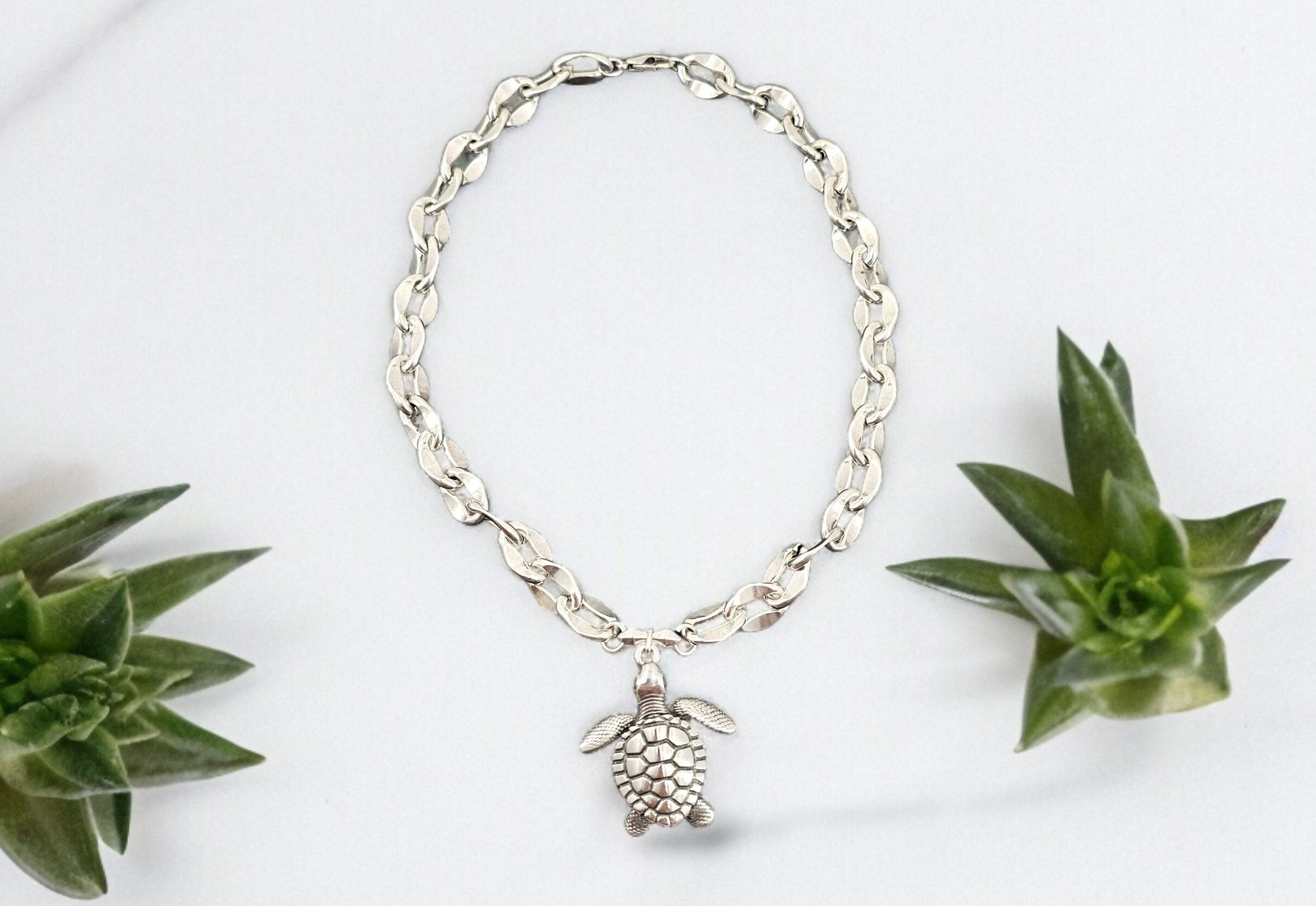 Turtle pendant necklace, chunky silver necklace, statement pendant necklace, bold necklace, gift for her.