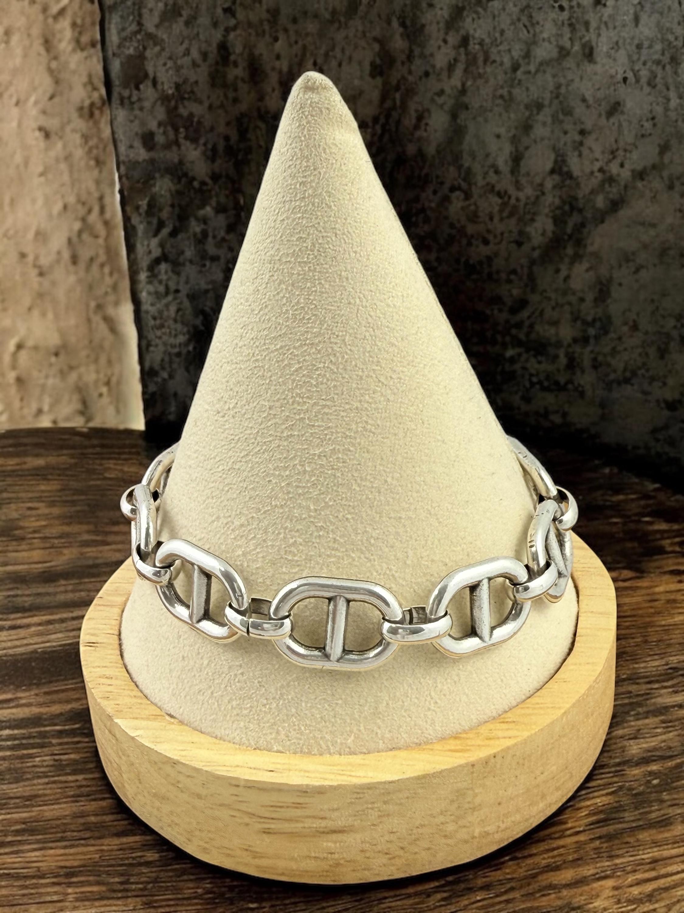 Chunky Silver Chain Bracelet –  Solid Links – Toggle Clasp – lightweith Statement Jewelry – Uno de 50 Inspired – Custom Fit Gift