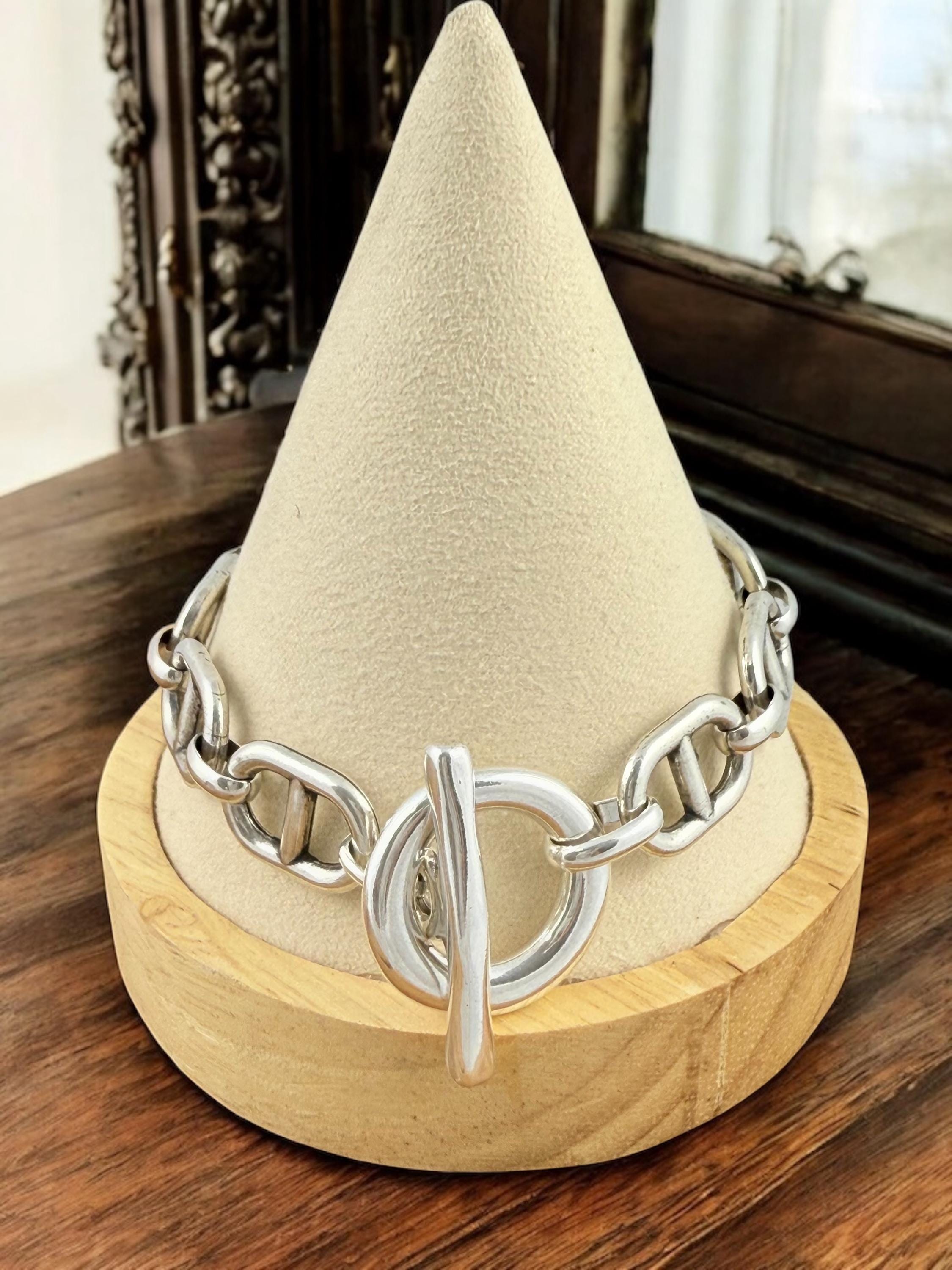 Chunky Silver Chain Bracelet –  Solid Links – Toggle Clasp – lightweith Statement Jewelry – Uno de 50 Inspired – Custom Fit Gift