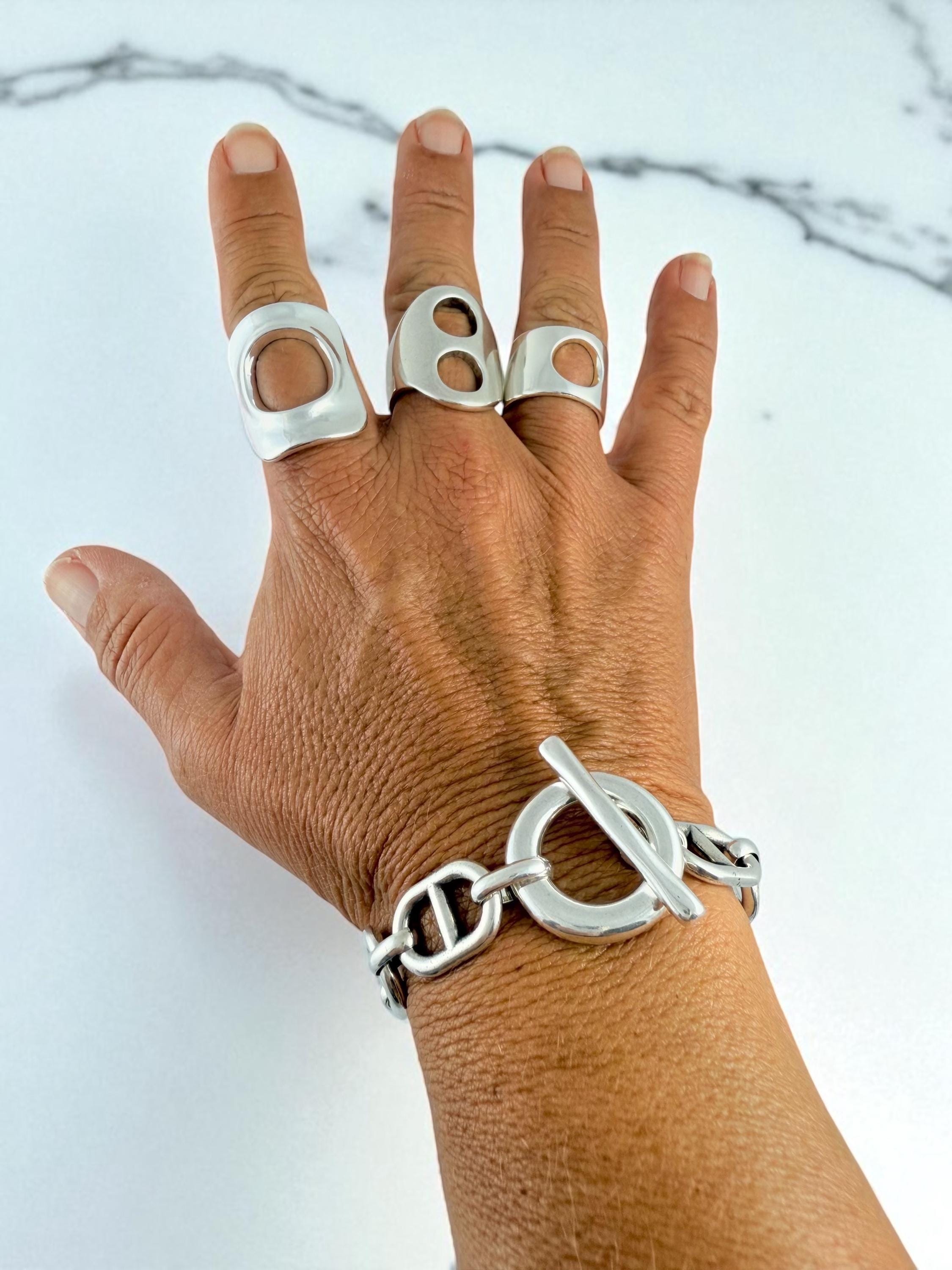 Chunky Silver Chain Bracelet –  Solid Links – Toggle Clasp – lightweith Statement Jewelry – Uno de 50 Inspired – Custom Fit Gift
