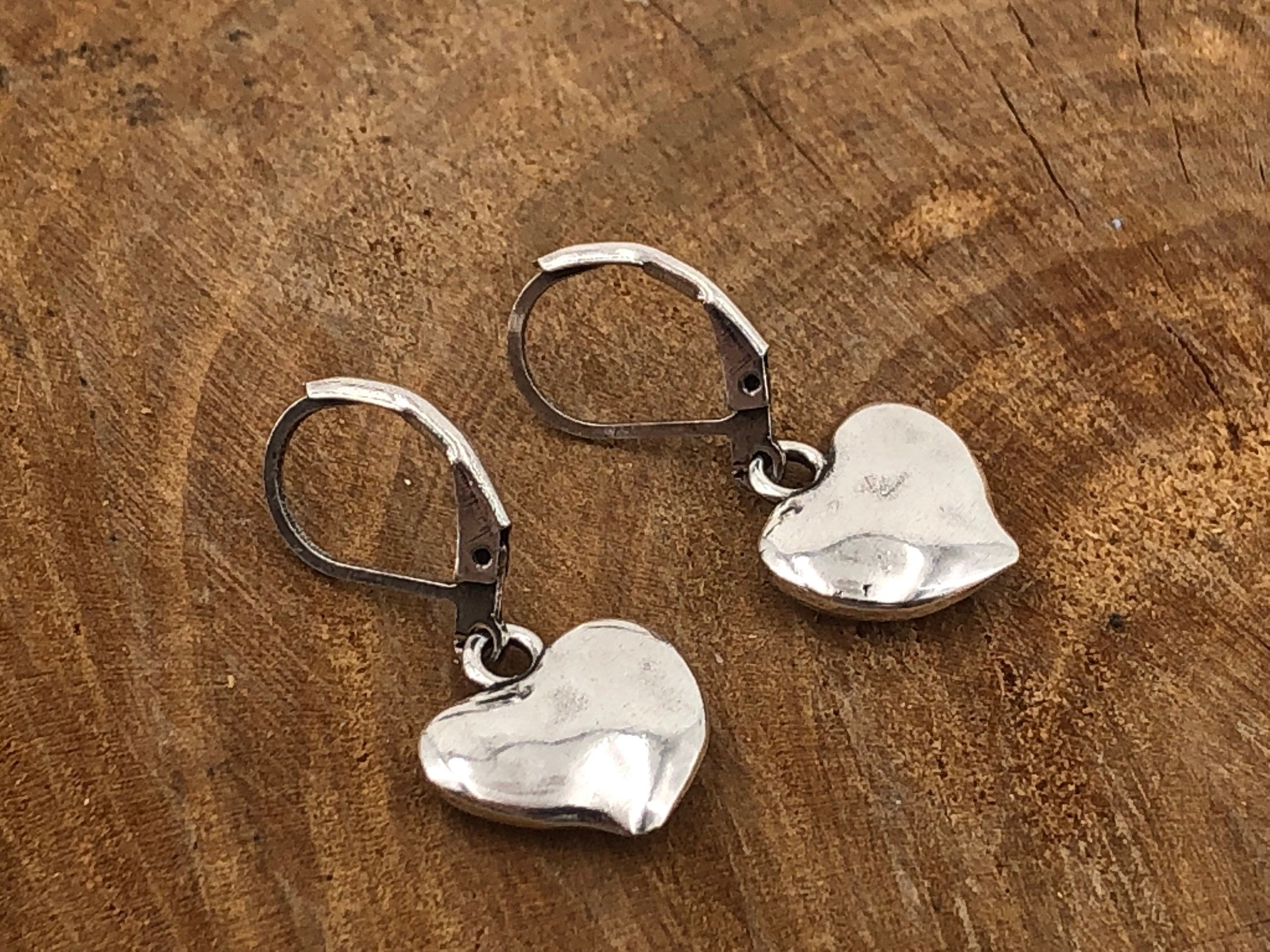 dangling hearts pendant silver hook earring for women, dropped heart earrings, bohemian style earrings for women gift, romantic earrings