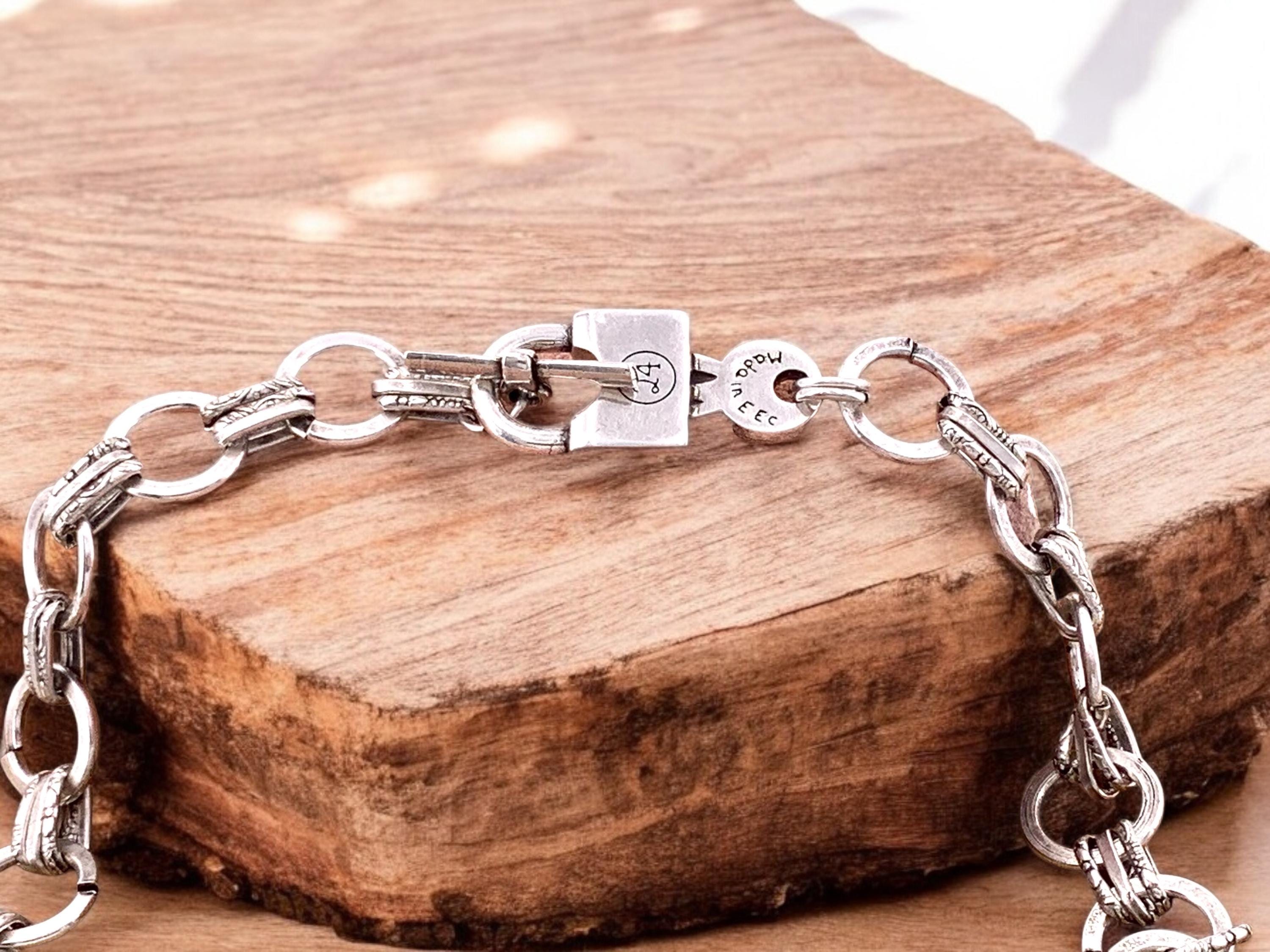 Chunky silver plated steel necklace with padlock shaped toggle clasp - custom bold choker