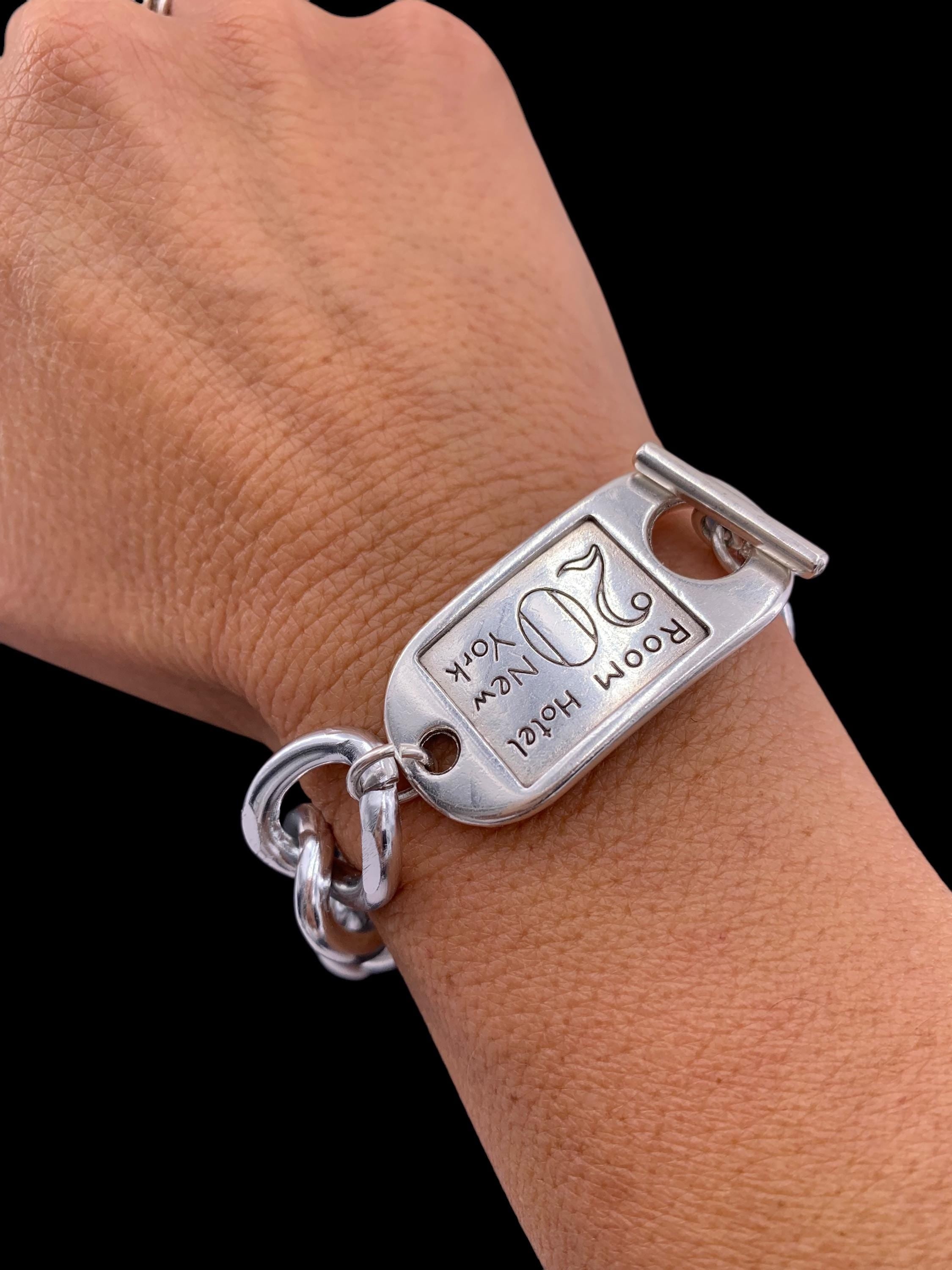 Bulky chain silver plated steel chain bracelet, toggle clasp bracelet, heavyweight chain bracelet, uno de 50 style, bold curb chain bracelet