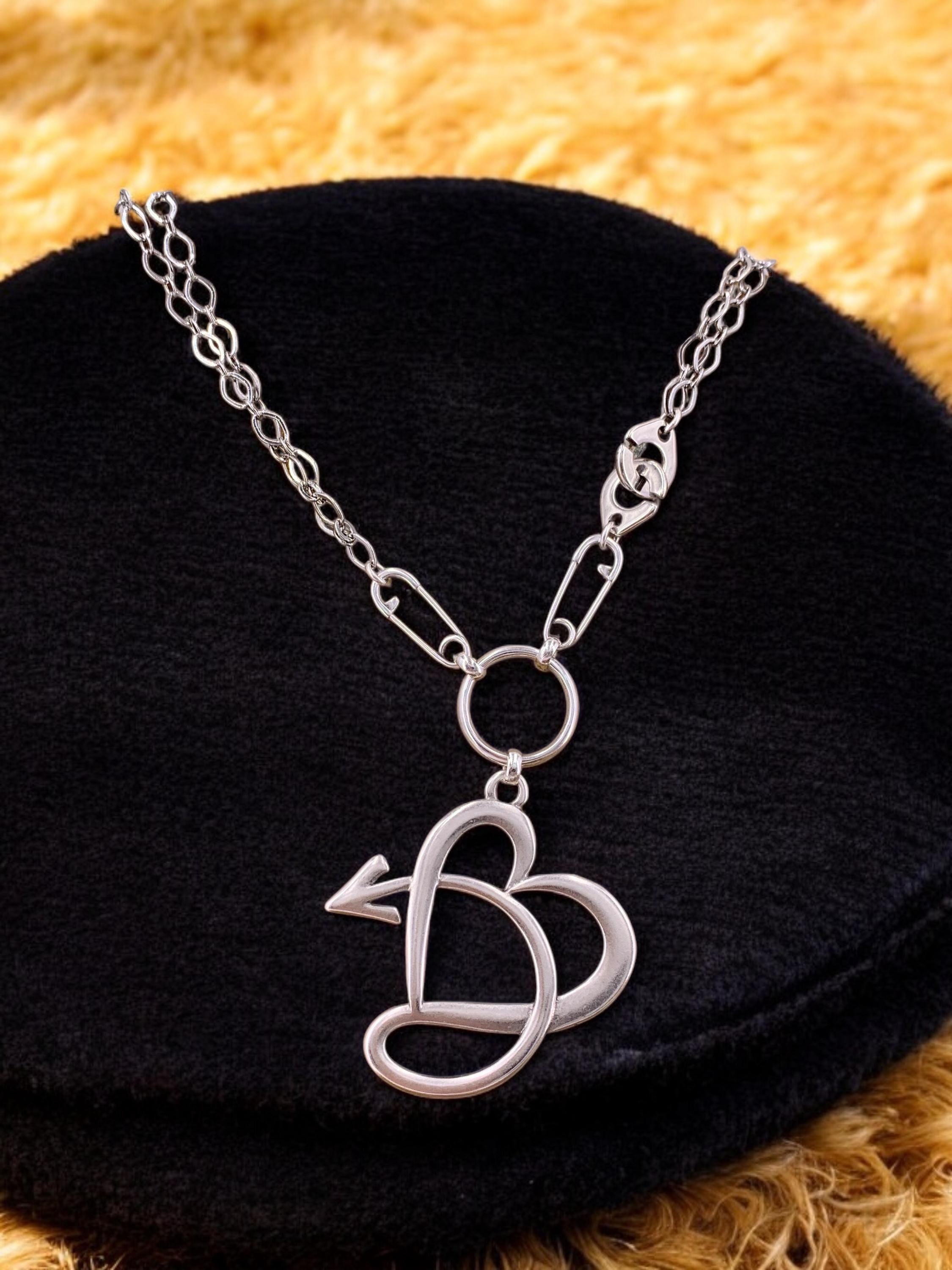 Big heart pendant layering necklace, infinity silver necklace, safety pin original modem design silver pendant necklace, chunky necklace